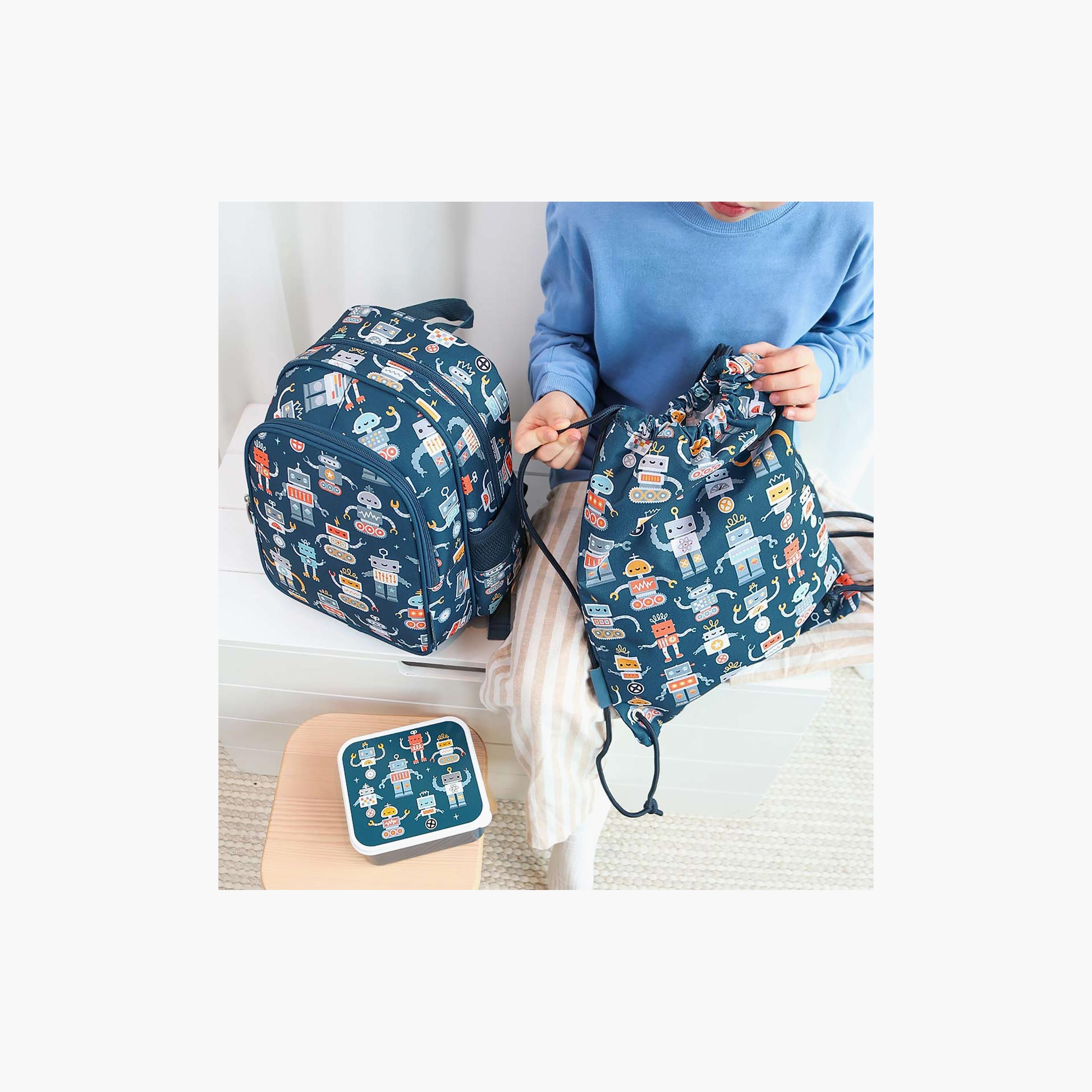 A Little Lovely Company Robots Drawstring Bag for Boys 3-5 Yrs - 42 cm-boys-accessories-bagsandbackpacks-image-6