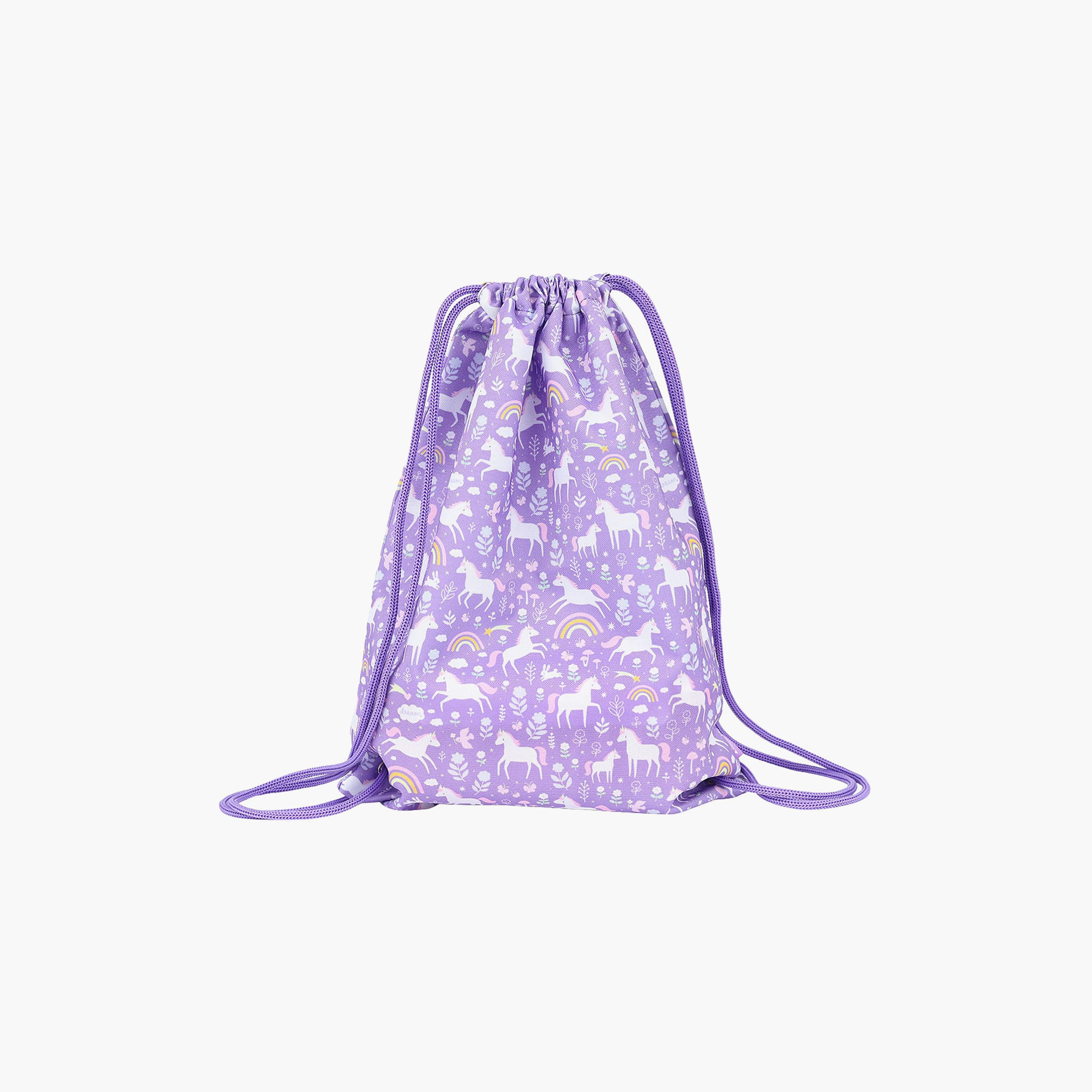 A Little Lovely Company Unicorn Dreams Drawstring Bag for Girls 3-8 Yrs with Zipped Pocket - 42 cm-girls-accessories-bags-image-1