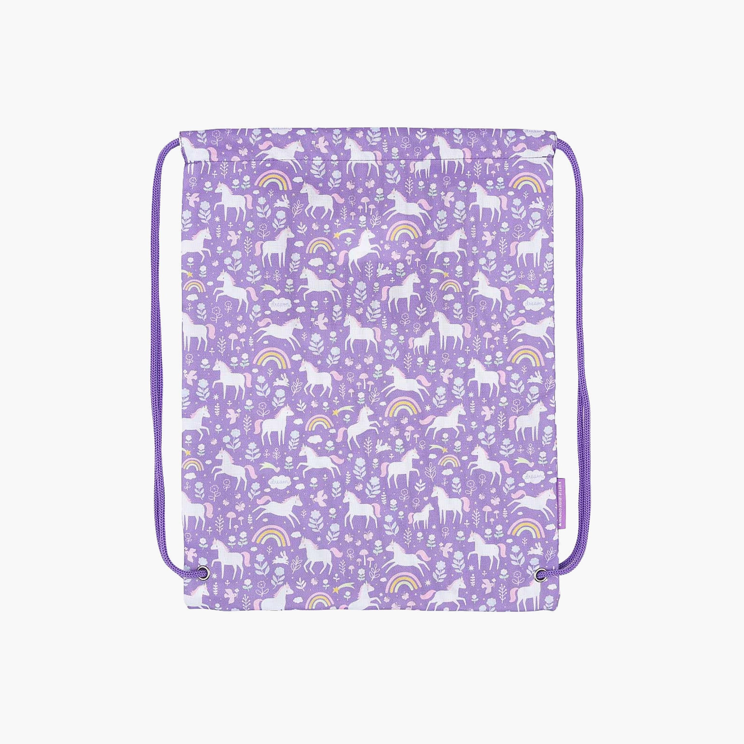A Little Lovely Company Unicorn Dreams Drawstring Bag for Girls 3-8 Yrs with Zipped Pocket - 42 cm-girls-accessories-bags-image-2
