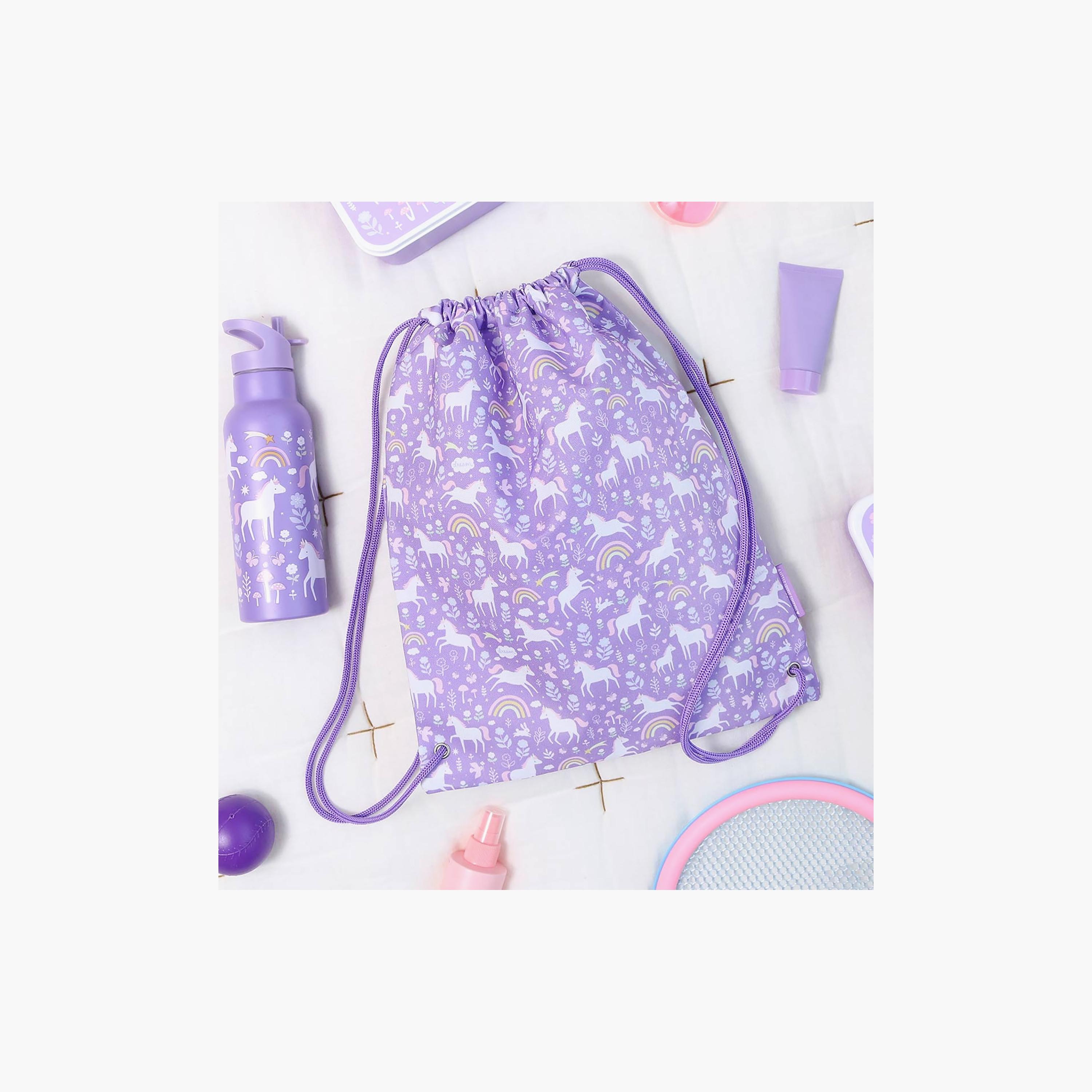 A Little Lovely Company Unicorn Dreams Drawstring Bag for Girls 3-8 Yrs with Zipped Pocket - 42 cm-girls-accessories-bags-image-3