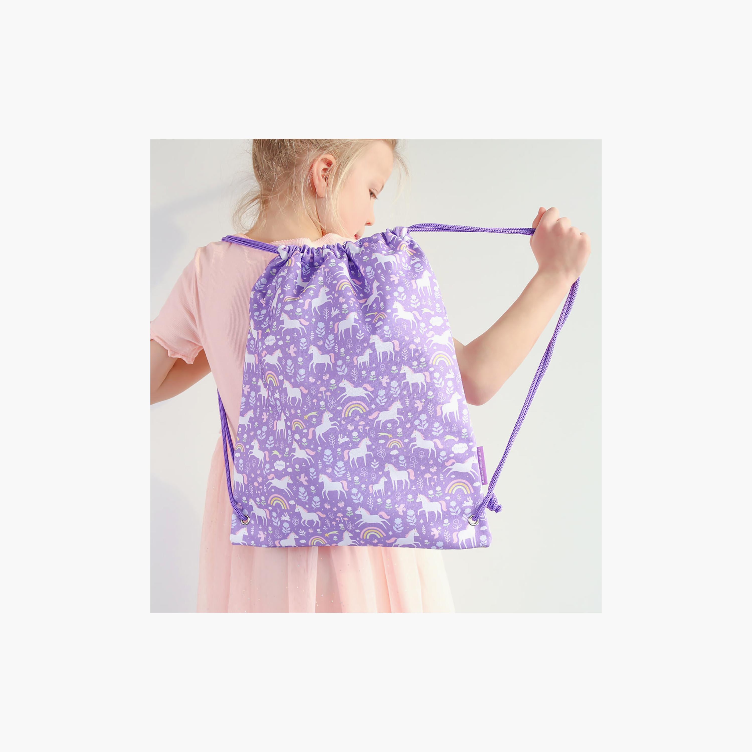 A Little Lovely Company Unicorn Dreams Drawstring Bag for Girls 3-8 Yrs with Zipped Pocket - 42 cm-girls-accessories-bags-image-6