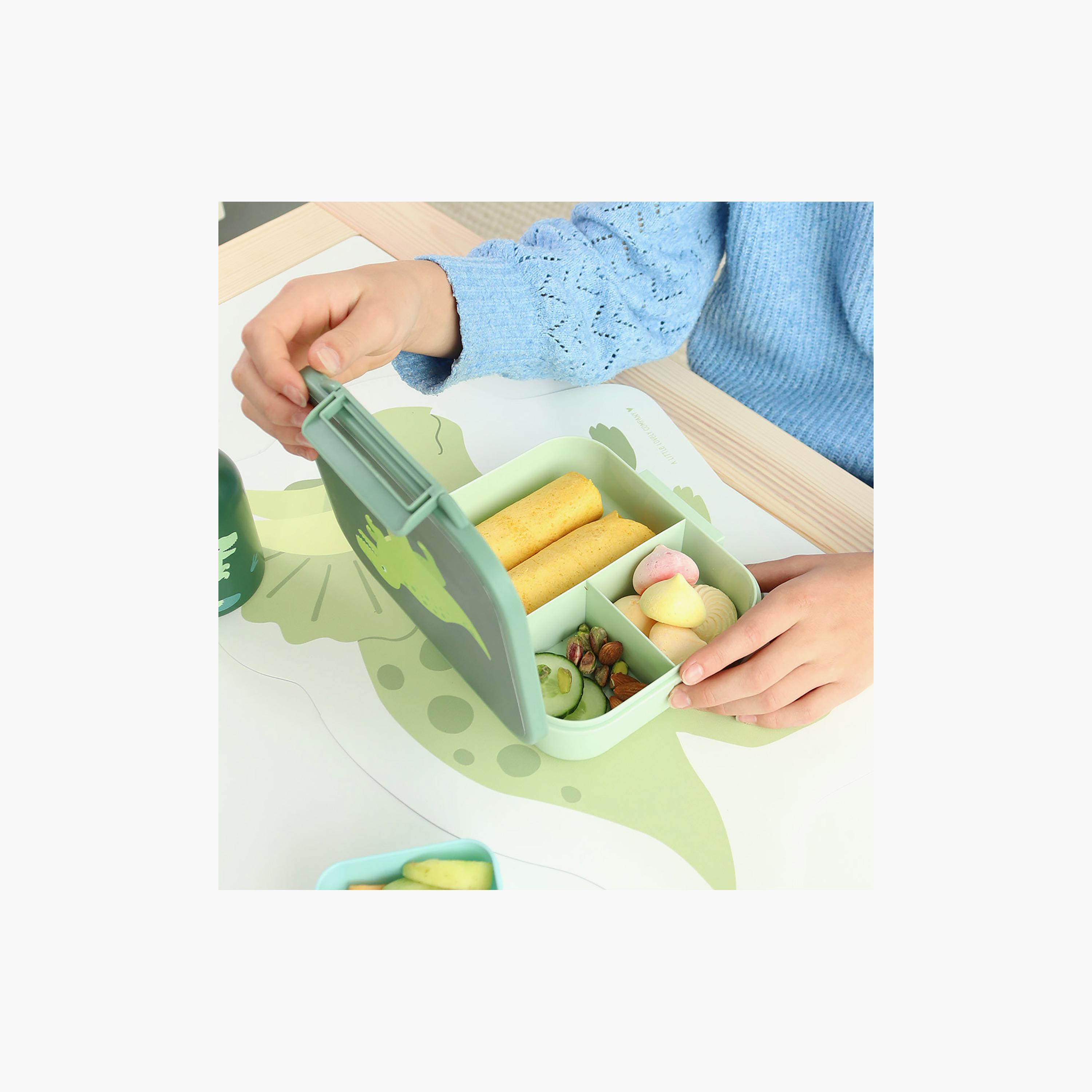 A Little Lovely Company Dinosaur Square Lunch Box for Boys 3-5 Yrs with 3 Compartments-school-lunchessentials-lunchboxes-image-7