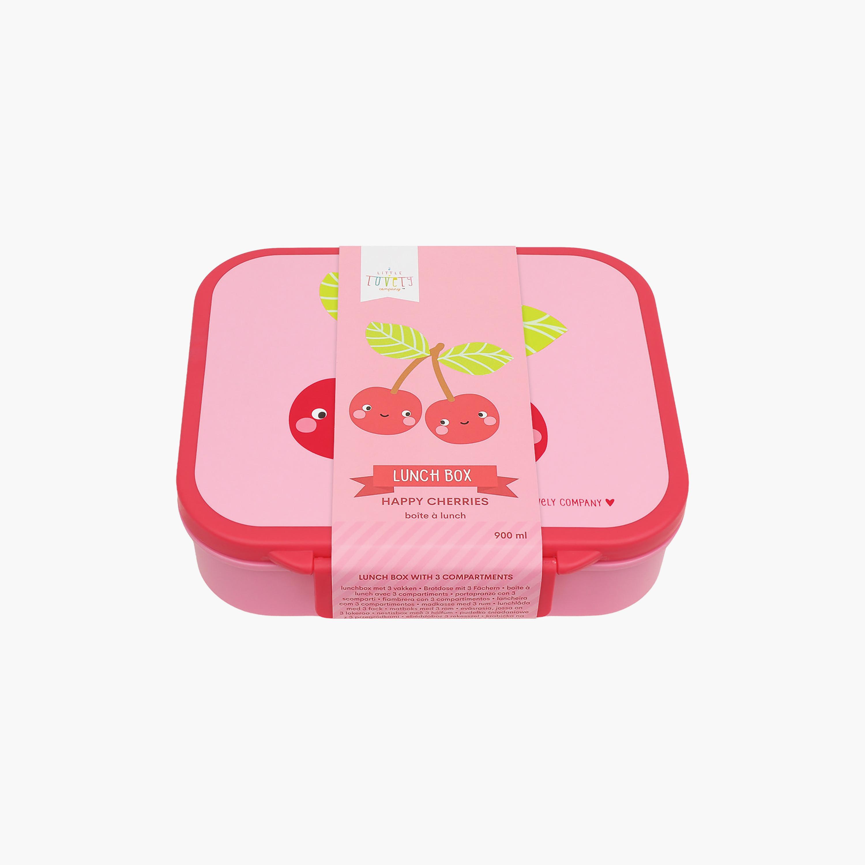 A Little Lovely Company Happy Cherries Square Lunch Box for Girls 3-5 Yrs with 3 Compartments-school-lunchessentials-lunchboxes-image-4