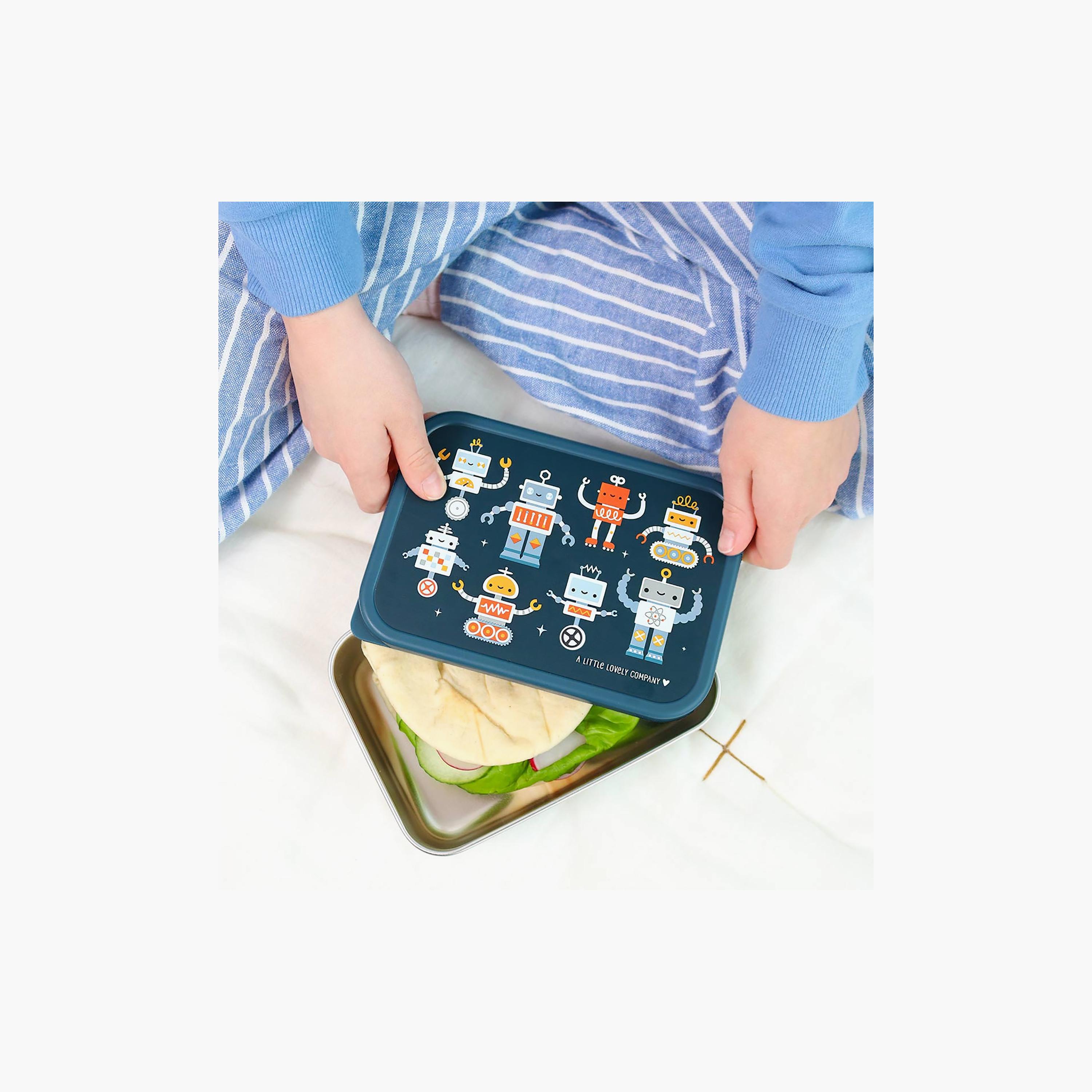 A Little Lovely Company Robots Stainless Steel Lunch Box for Boys 3-5 Yrs-school-lunchessentials-lunchboxes-image-5