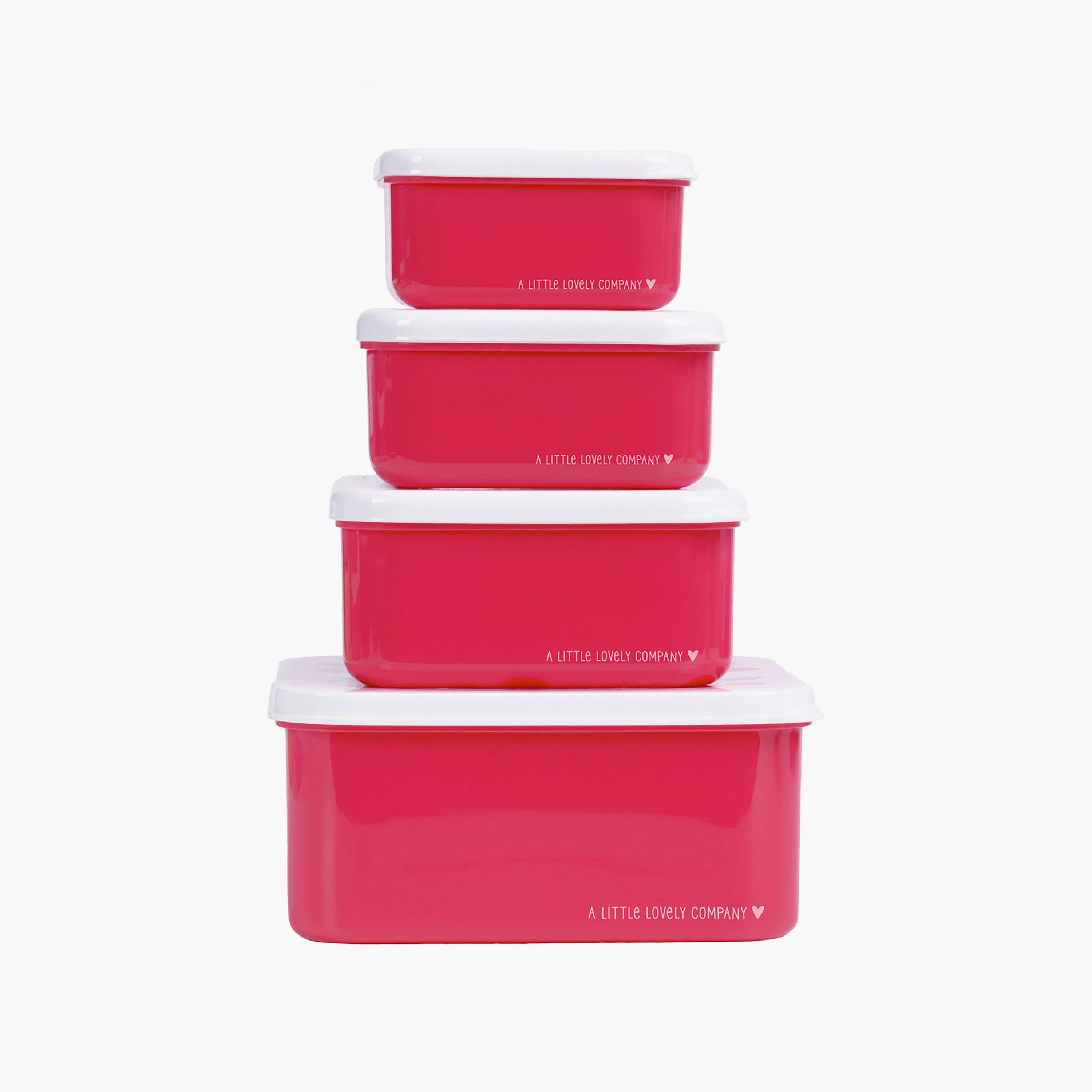 A Little Lovely Company 4-Piece Cherries Lunch Box Set for Girls 2-5 Yrs with 3 Snack Boxes-school-lunchessentials-sets-image-3