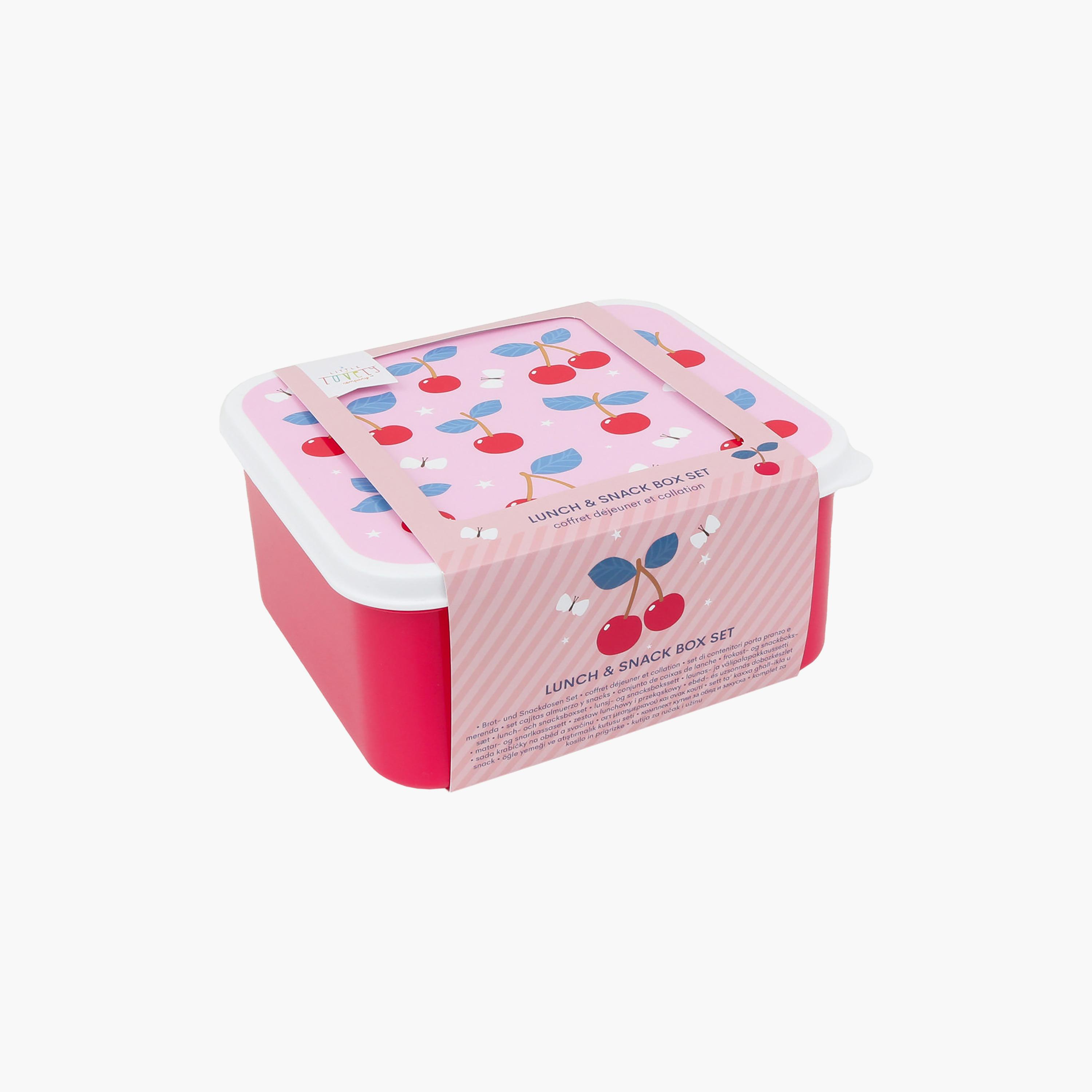 A Little Lovely Company 4-Piece Cherries Lunch Box Set for Girls 2-5 Yrs with 3 Snack Boxes-school-lunchessentials-sets-image-4