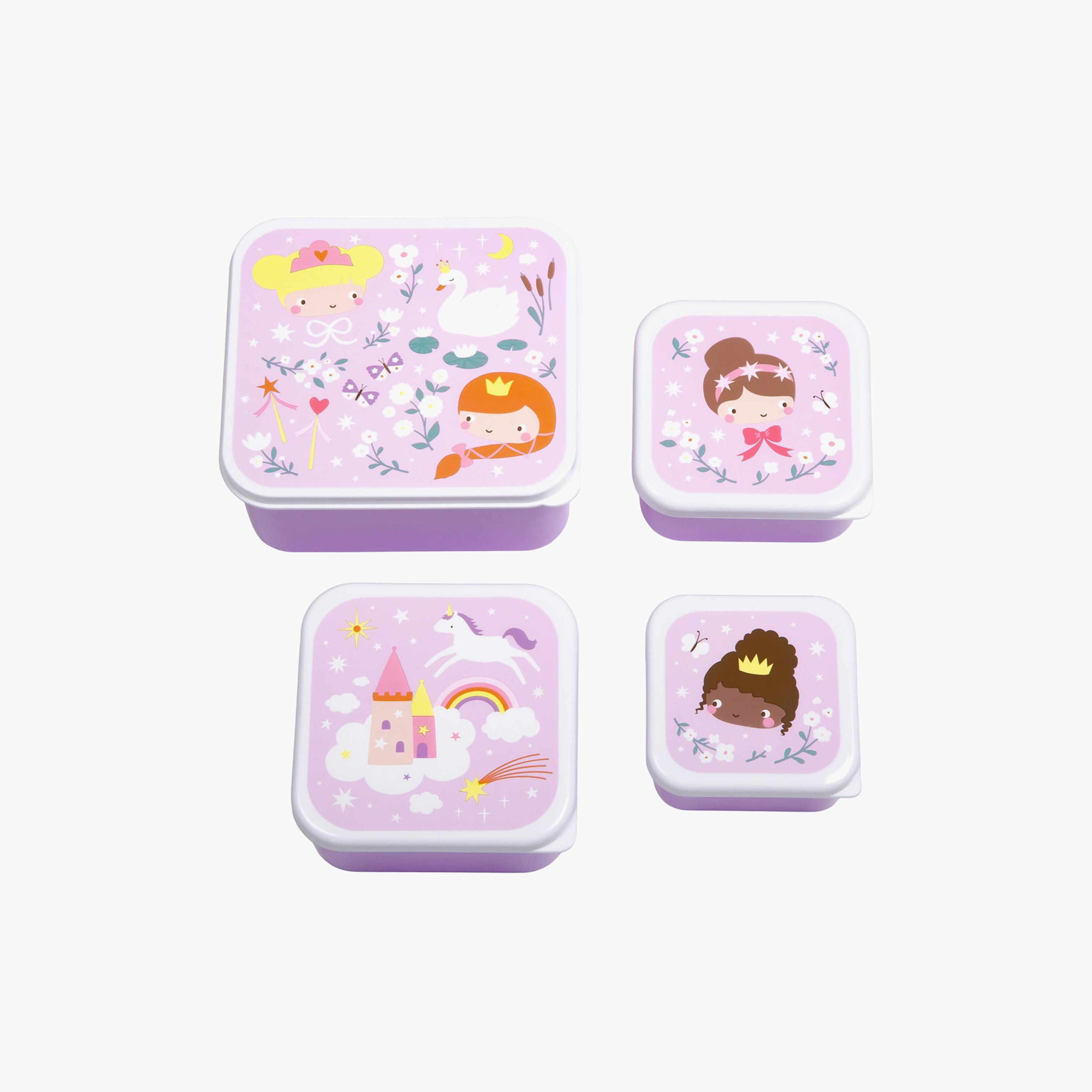 A Little Lovely Company Princesses Lunch & Snack Box Set for Girls 2-5 Yrs-school-lunchessentials-lunchboxes-image-1
