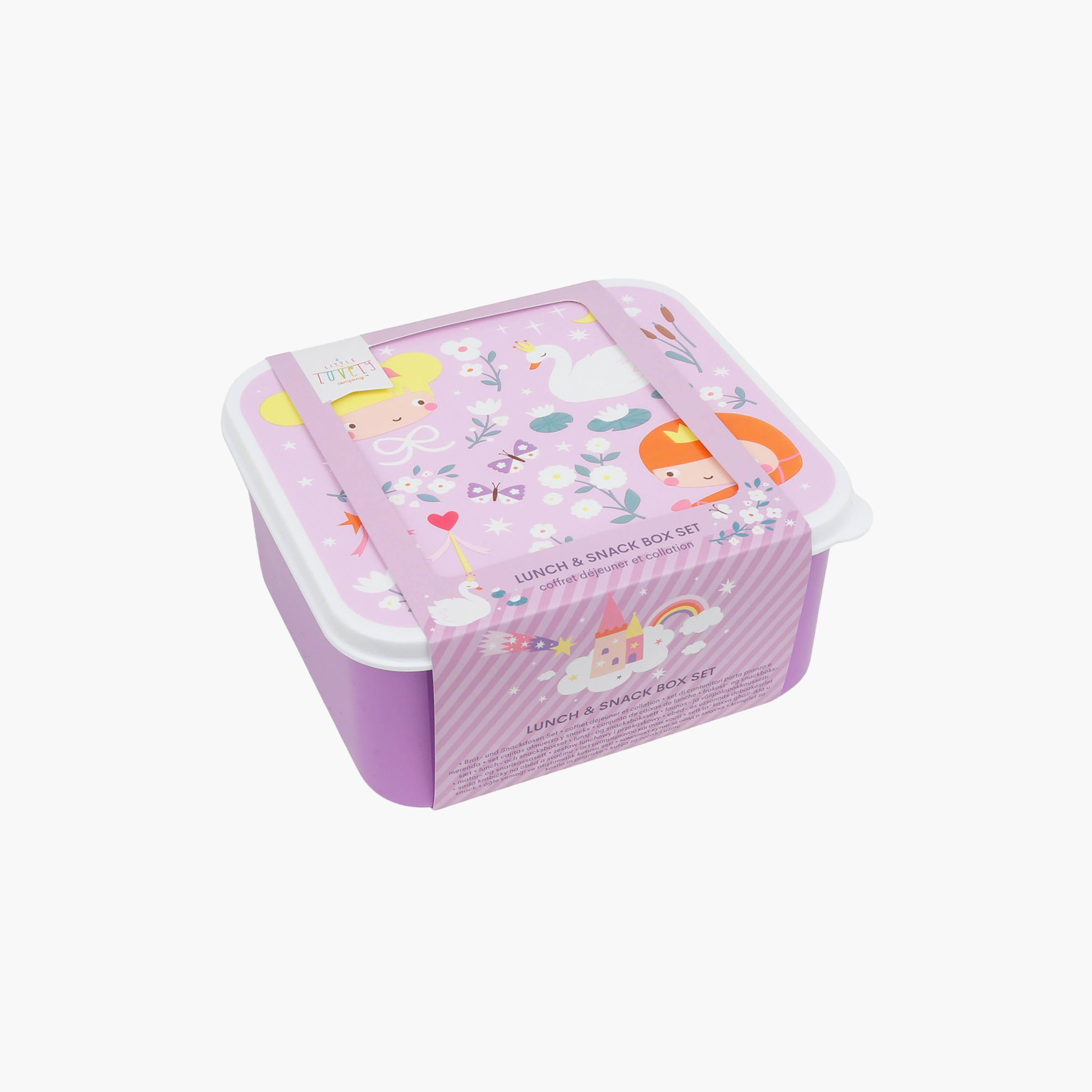 A Little Lovely Company Princesses Lunch & Snack Box Set for Girls 2-5 Yrs-school-lunchessentials-lunchboxes-image-4