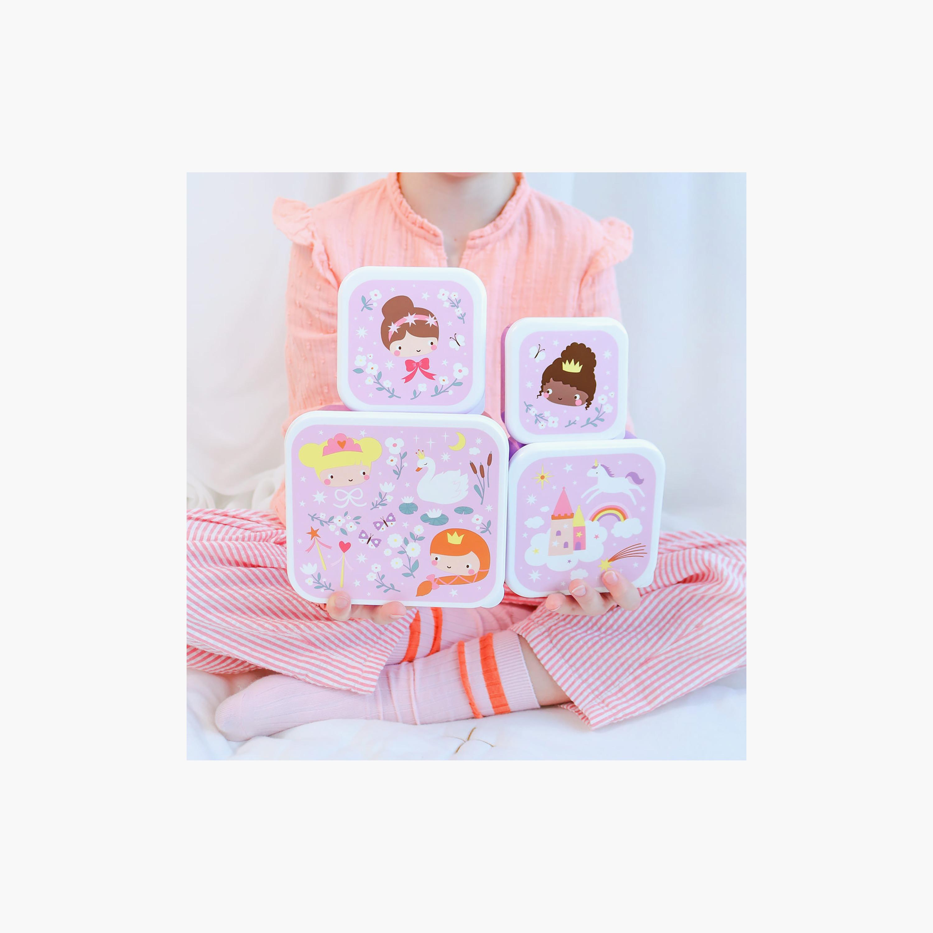 A Little Lovely Company Princesses Lunch & Snack Box Set for Girls 2-5 Yrs-school-lunchessentials-lunchboxes-image-5