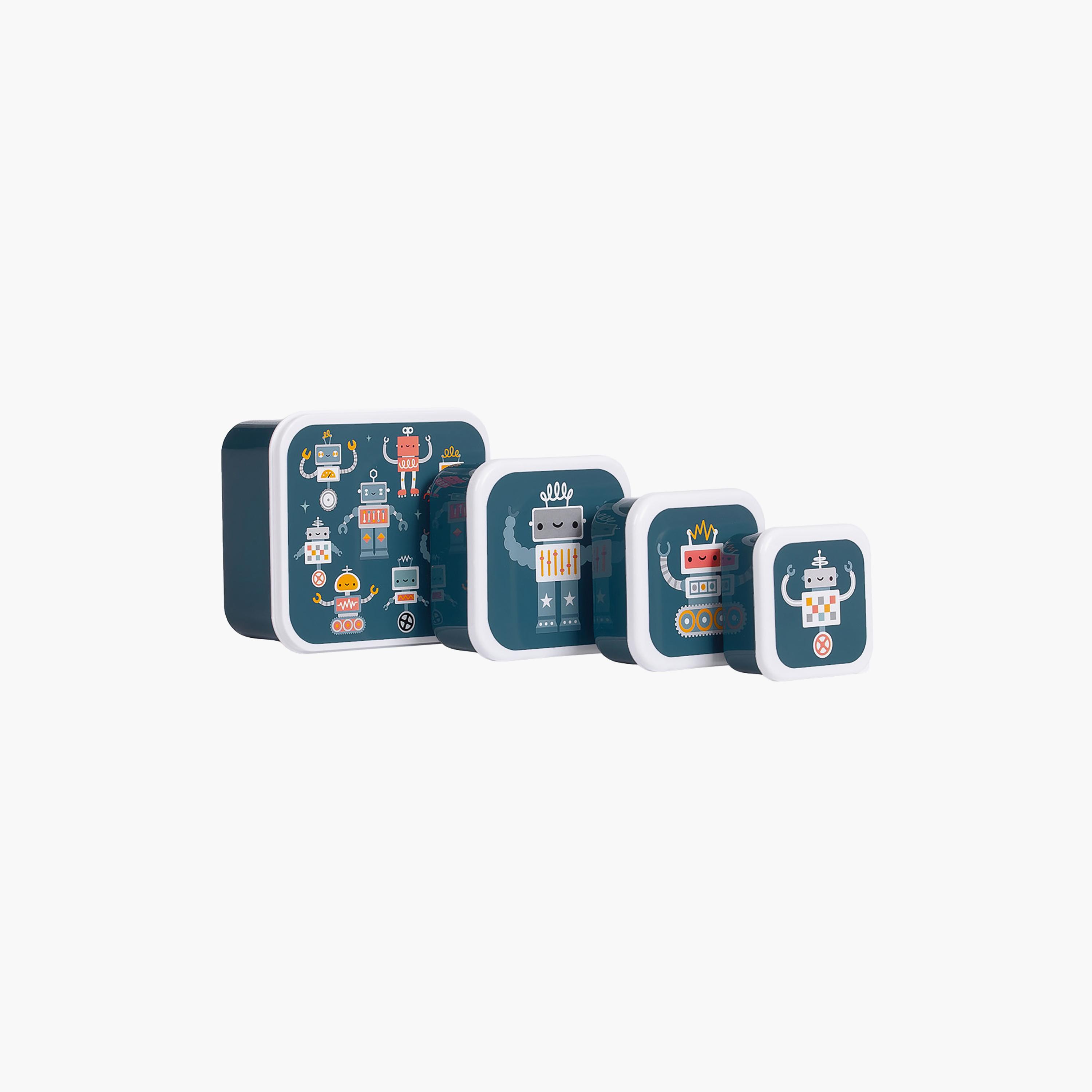 A Little Lovely Company Robots Lunch & Snack Box Set for Boys 2-5 Yrs-school-lunchessentials-lunchboxes-image-2