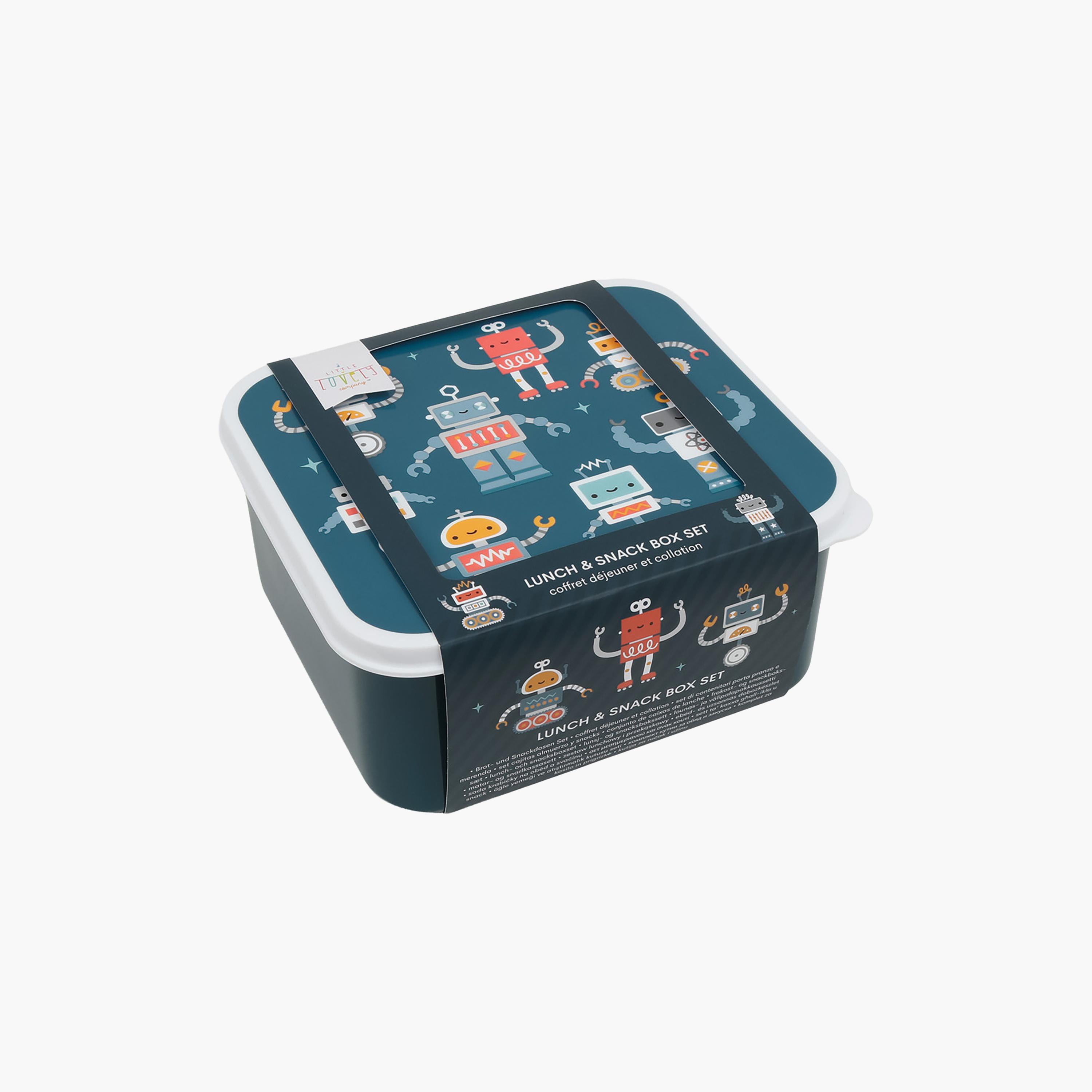 A Little Lovely Company Robots Lunch & Snack Box Set for Boys 2-5 Yrs-school-lunchessentials-lunchboxes-image-4