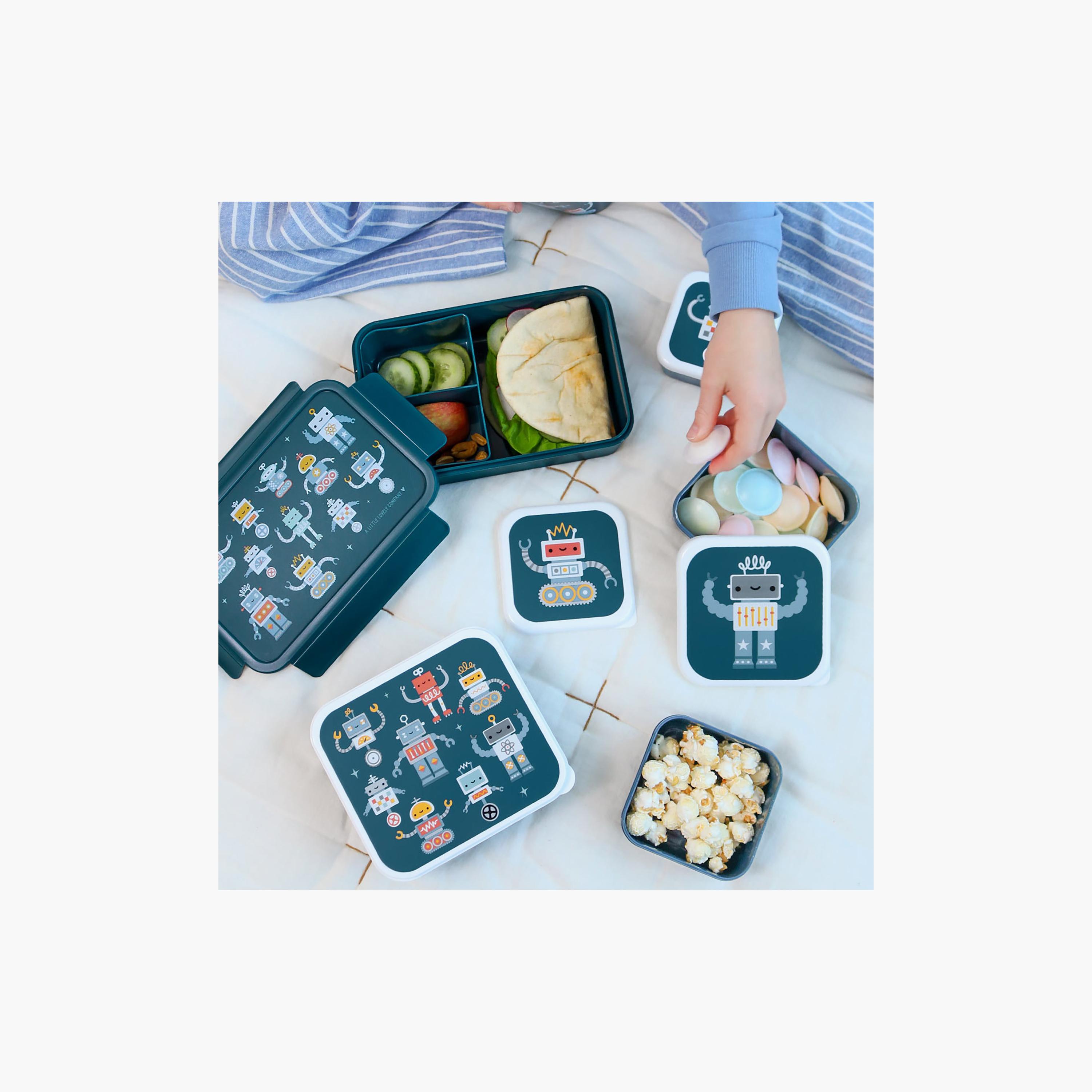 A Little Lovely Company Robots Lunch & Snack Box Set for Boys 2-5 Yrs-school-lunchessentials-lunchboxes-image-5