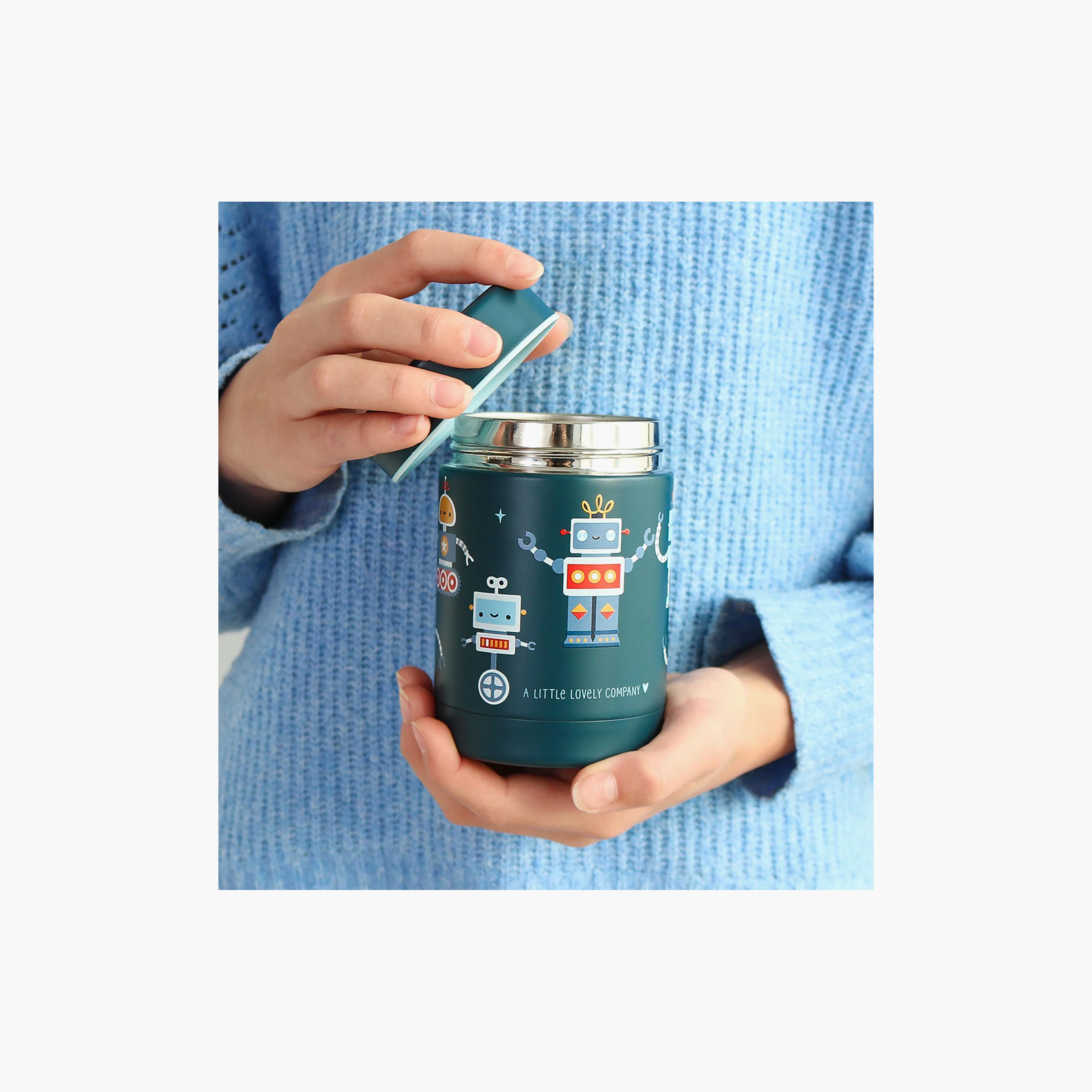 A Little Lovely Company Robots Food Jar for Boys 2-8 Yrs with Dual Insulated Wall - 300 ml-baby-feeding-mealtimeessentials-image-4
