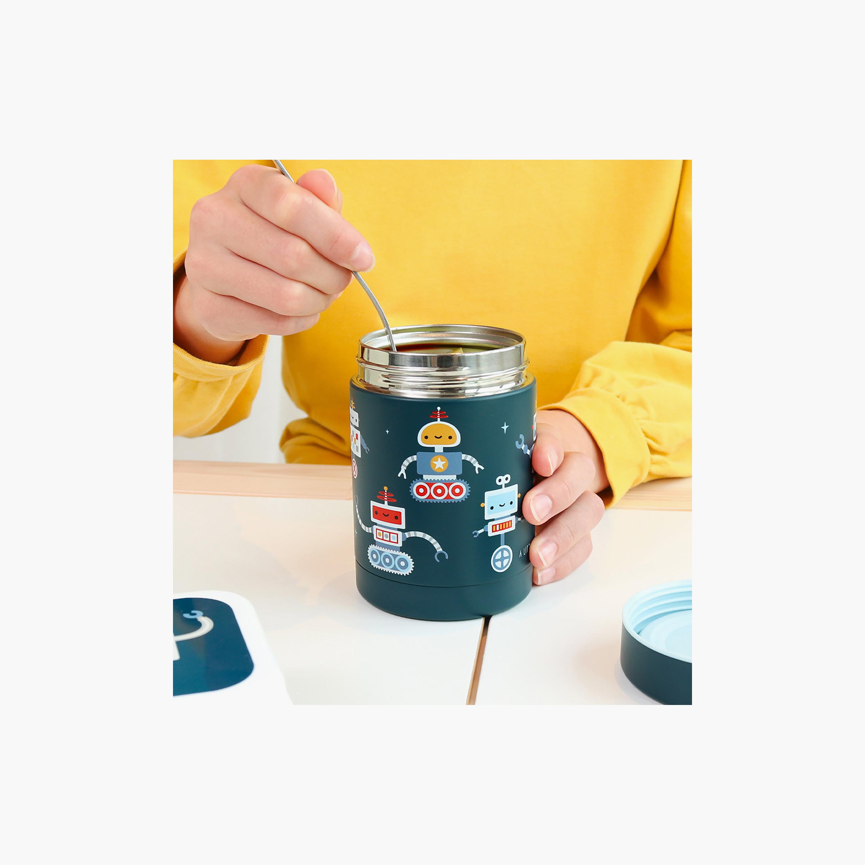A Little Lovely Company Robots Food Jar for Boys 2-8 Yrs with Dual Insulated Wall - 300 ml-baby-feeding-mealtimeessentials-image-6