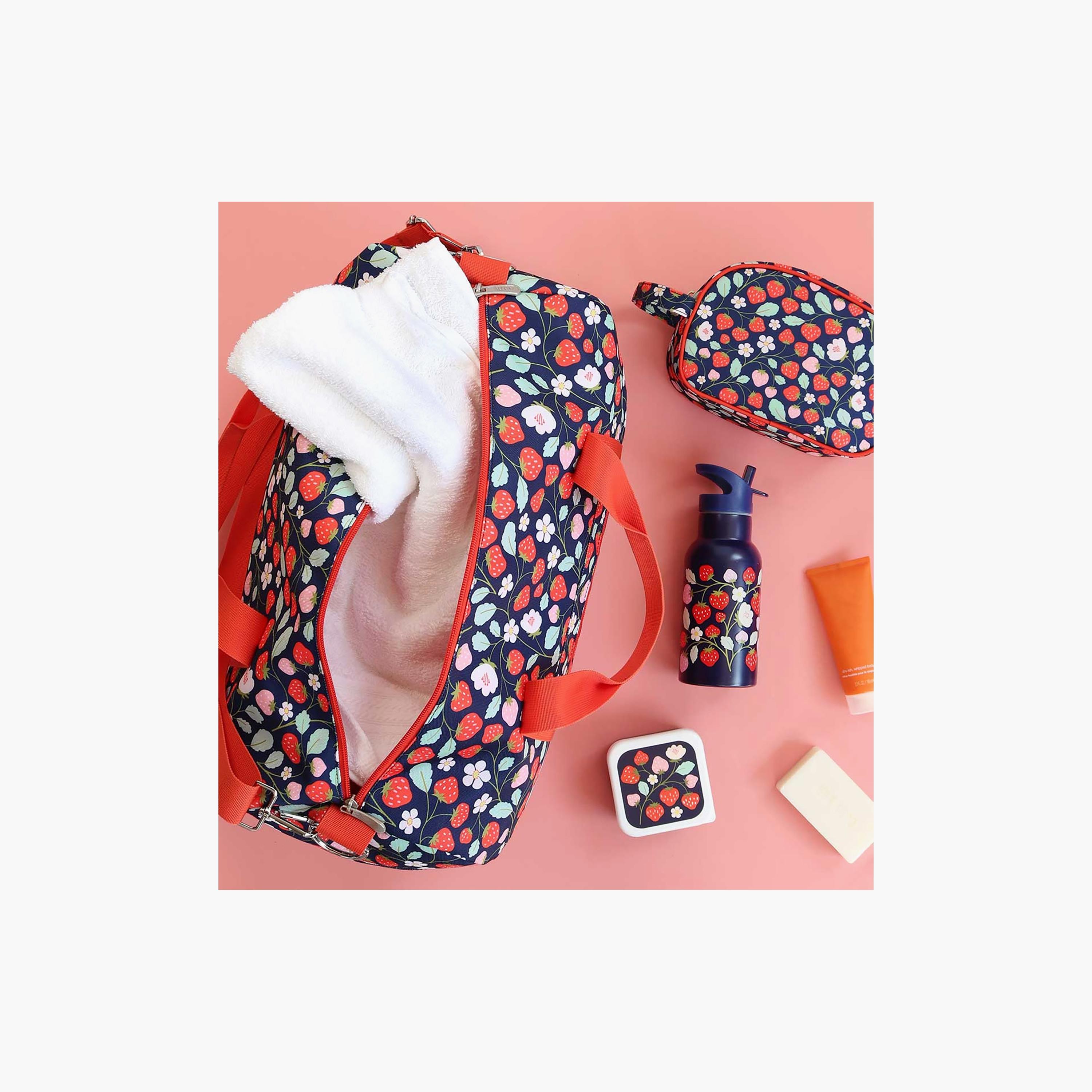A Little Lovely Company Strawberries Travel Bag with Dual Handles - 26 L-baby-gear-travelaccessories-image-4