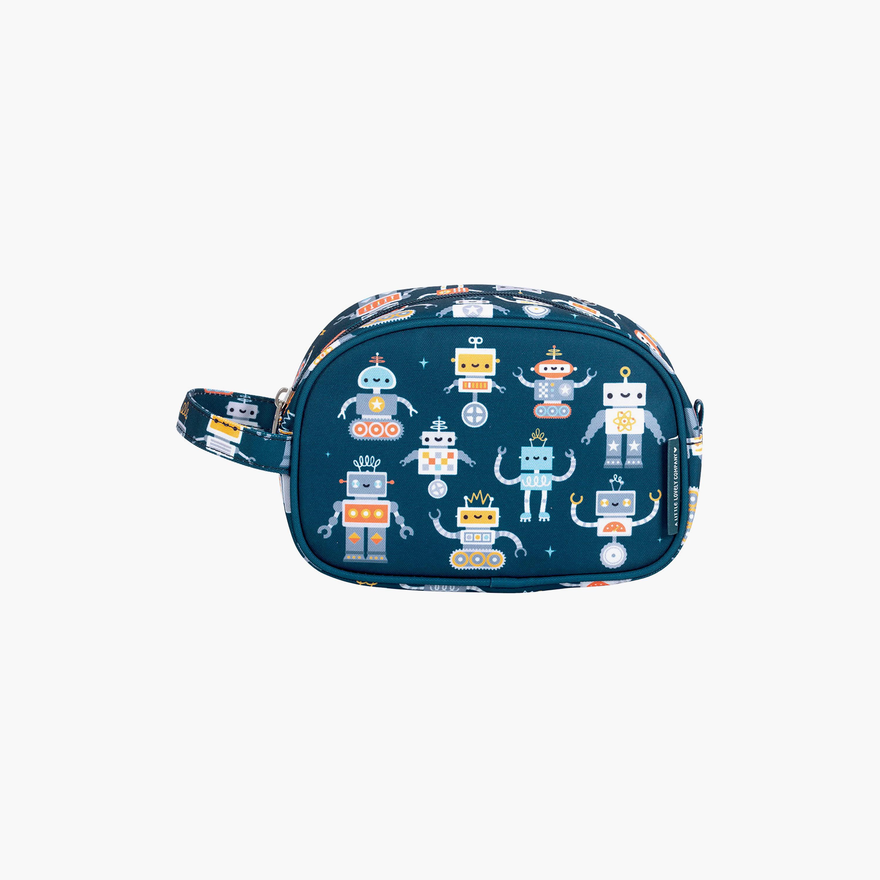 A Little Lovely Company Robots Toiletry Bag with Carry Strap-boys-accessories-bagsandbackpacks-image-1