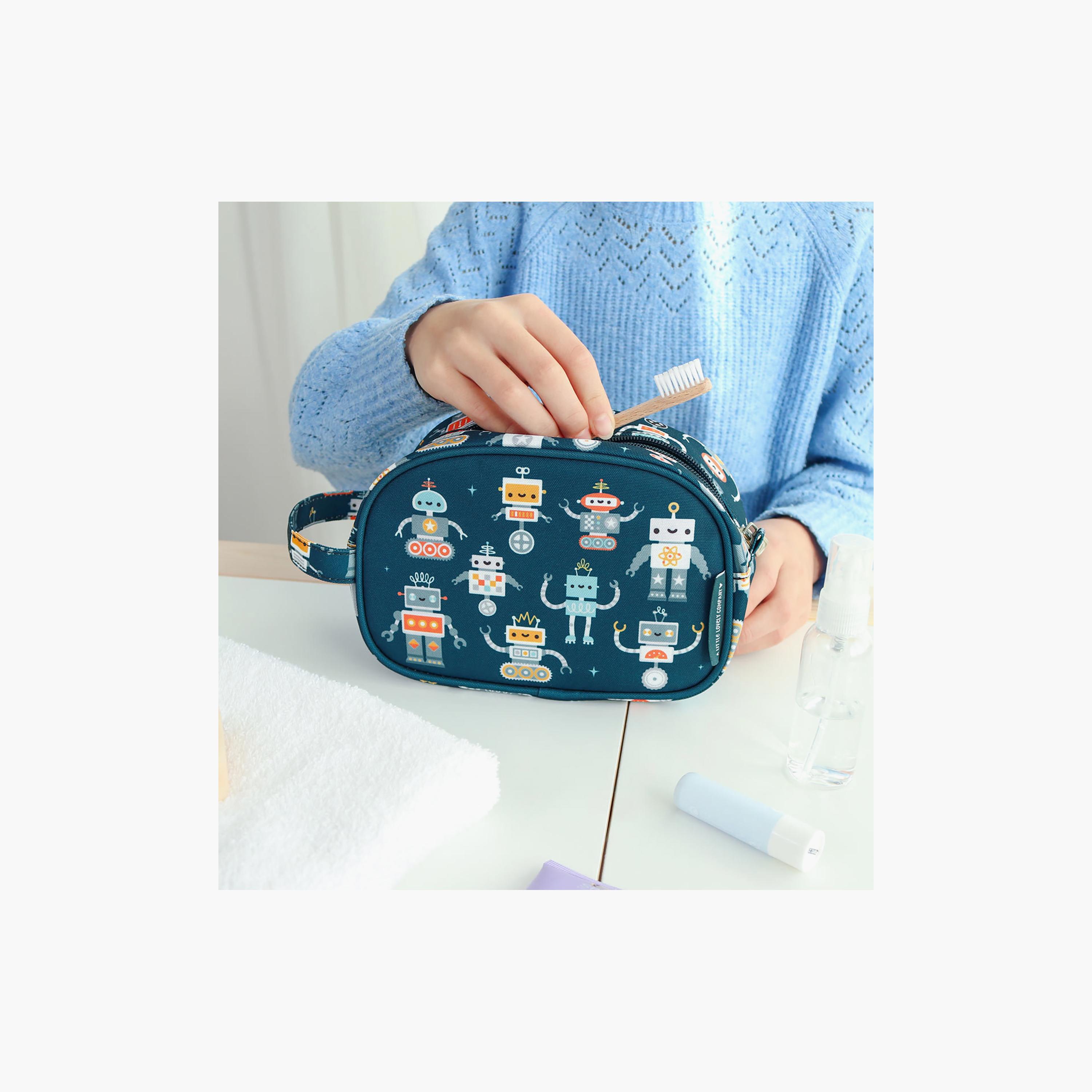 A Little Lovely Company Robots Toiletry Bag with Carry Strap-boys-accessories-bagsandbackpacks-image-5