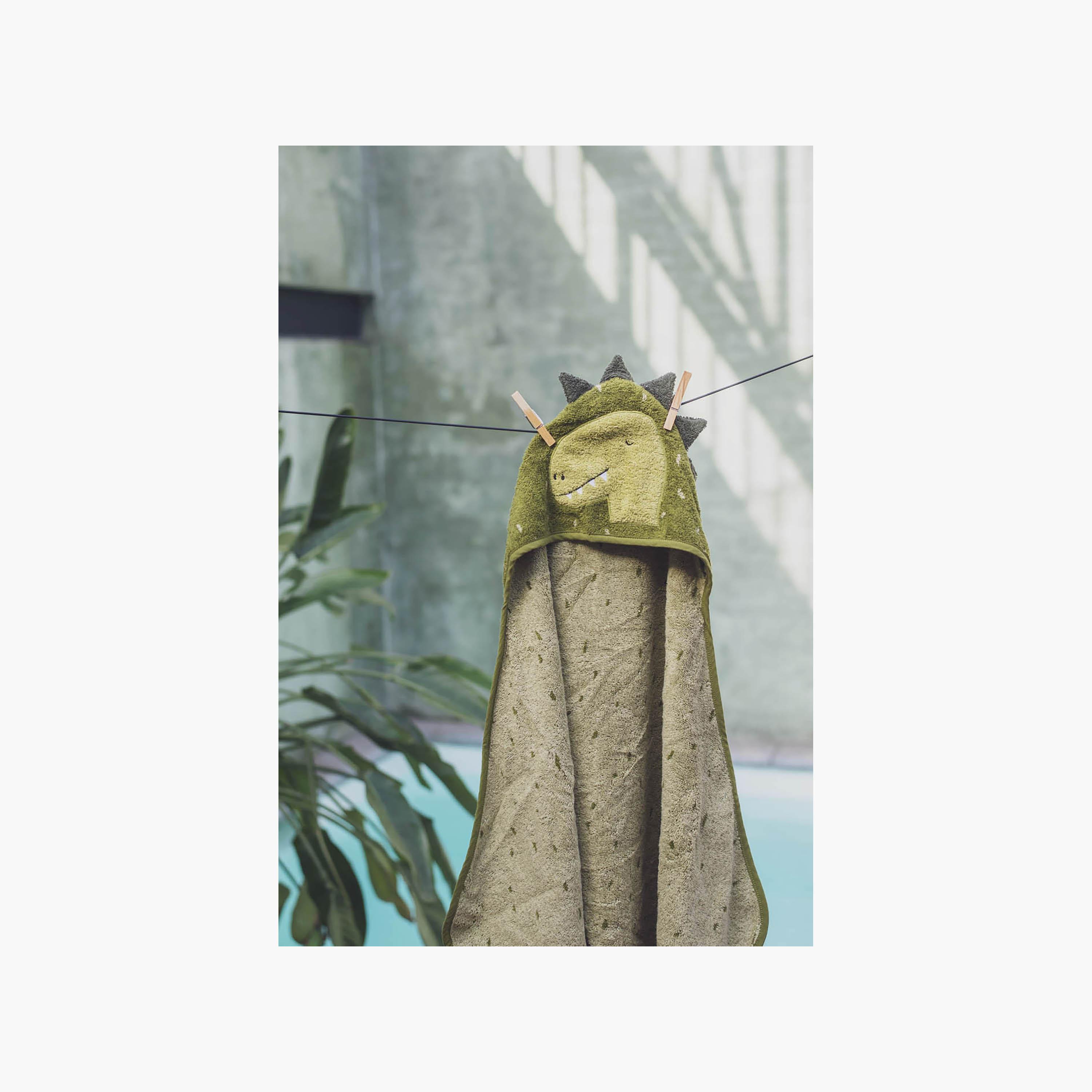 Trixie Mr. Dino Organic Cotton Terry Hooded Towel - 70 x 130 cm-baby-bathandcare-towels-image-5