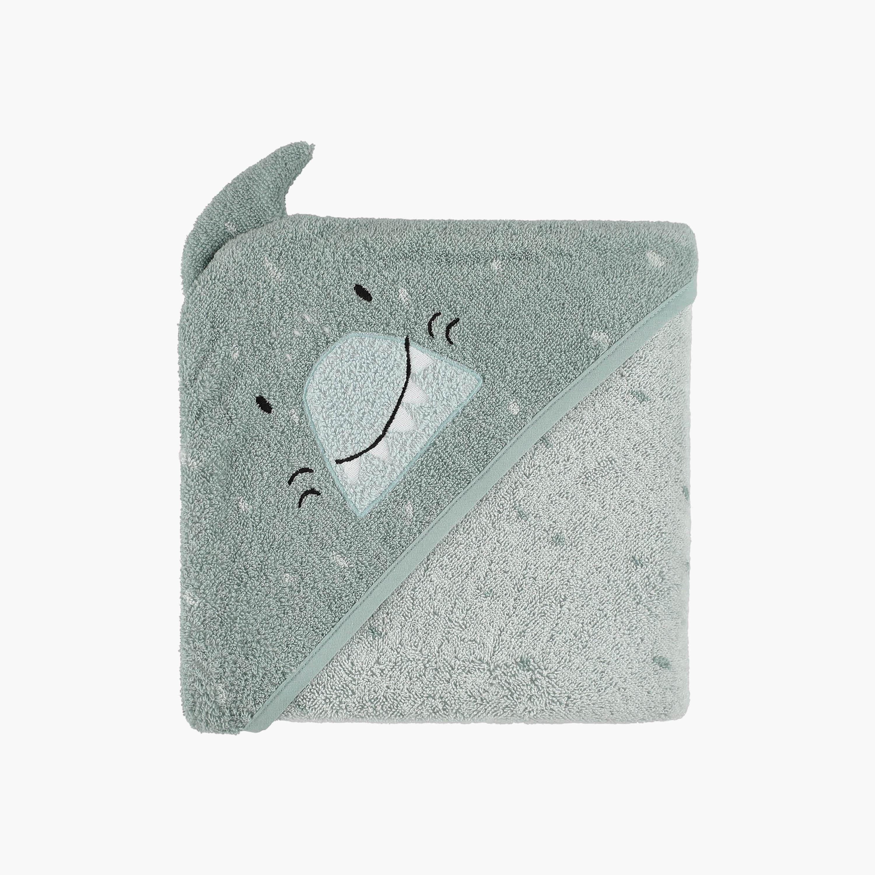 Trixie Mr. Shark Organic Cotton Terry Hooded Towel - 75 x 75 cm-baby-bathandcare-towels-image-1