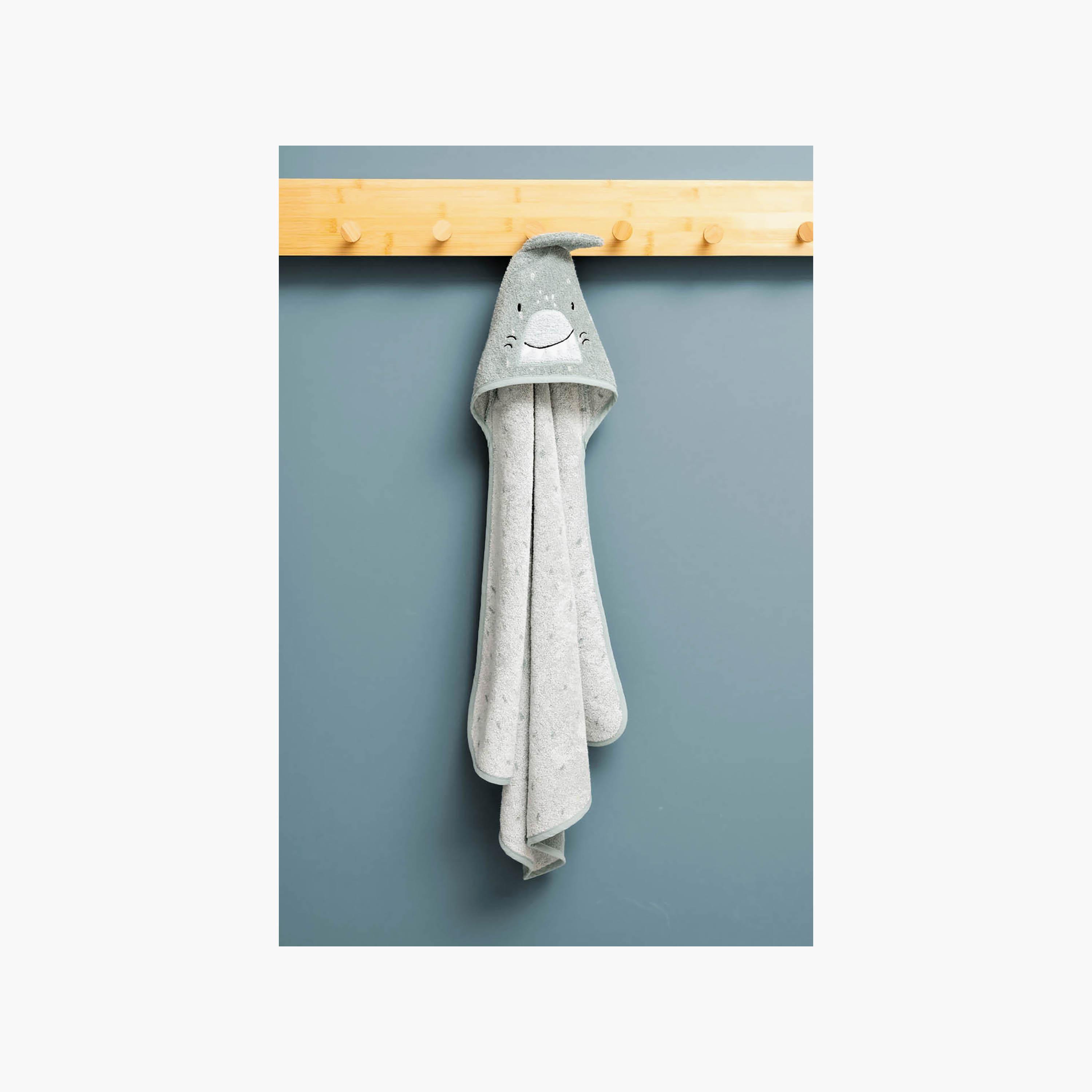 Trixie Mr. Shark Organic Cotton Terry Hooded Towel - 70 x 130 cm-baby-bathandcare-towels-image-3