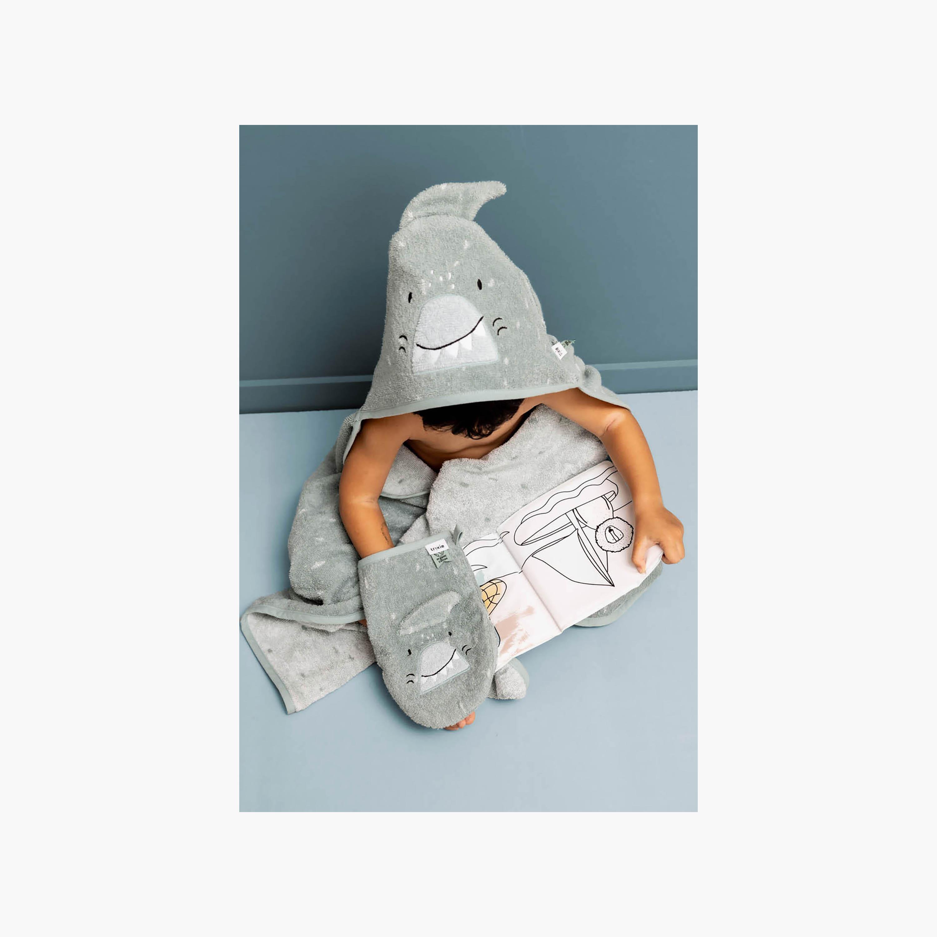 Trixie Mr. Shark Organic Cotton Terry Hooded Towel - 70 x 130 cm-baby-bathandcare-towels-image-5