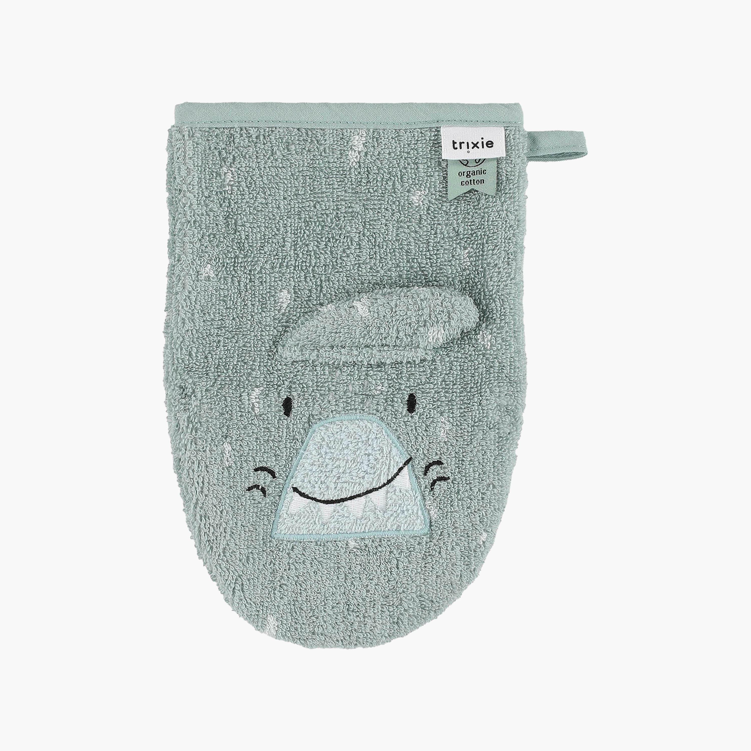 Trixie 2-Piece Mr. Shark & Mr. Dino Organic Cotton Terry Washcloth Set-baby-bathandcare-towels-image-2