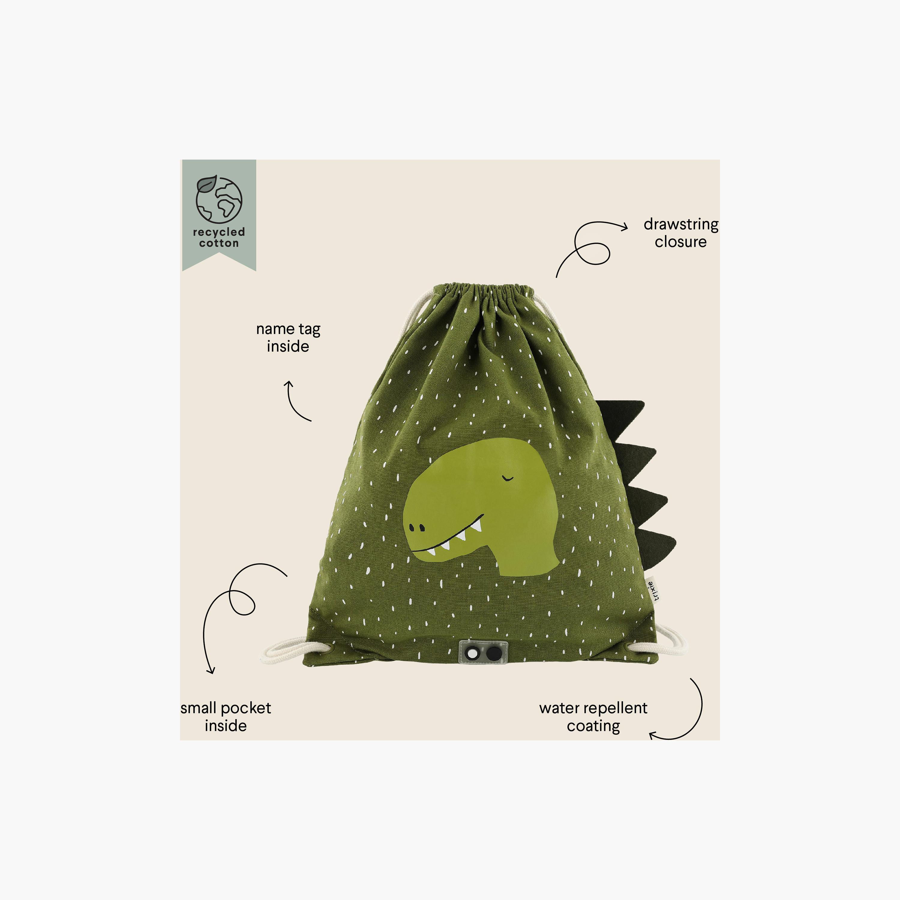 Trixie Mr. Dino Drawstring Bag for Boys 3-5 Yrs with Inside Pocket - 15.7 Inch-school-bagsandbackpacks-backpacks-image-3