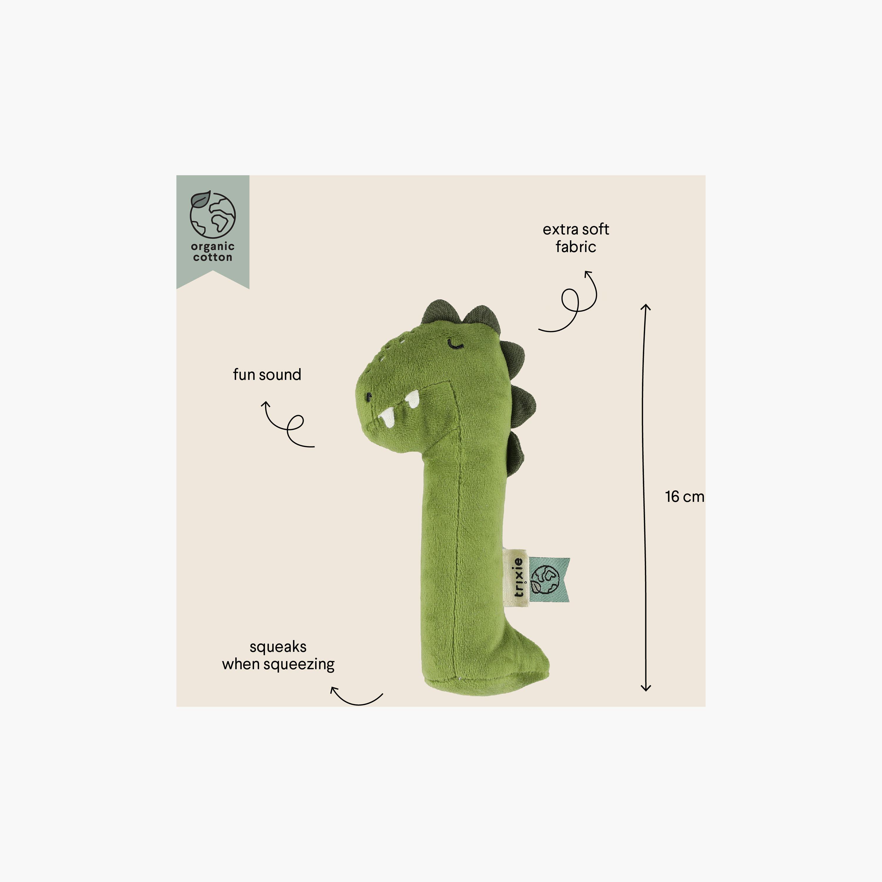 لعبة خشخيشة ناعمة مع زمارة برسومات مستر دينو من تريكسي-toys-babyandtoddlertoys-rattlesandteethers-image-3