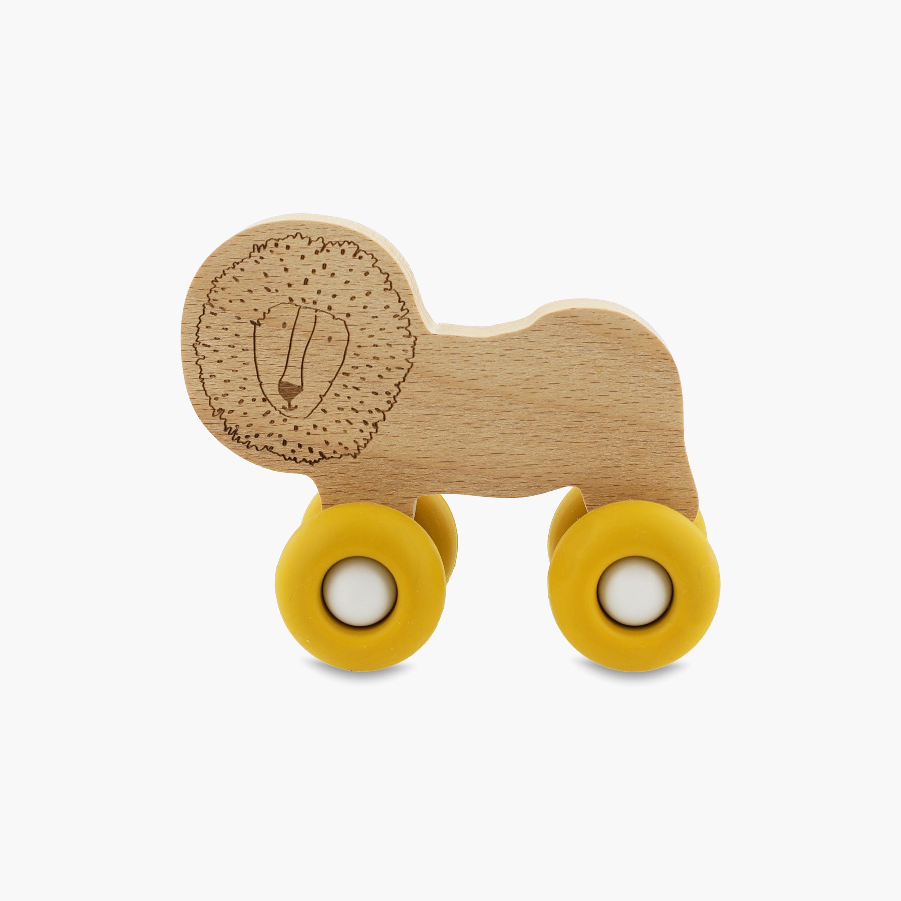 سيارة حيوانات خشبية مع عجلات سيليكون برسومات مستر لاين من تريكسي-toys-babyandtoddlertoys-learningtoys-image-1
