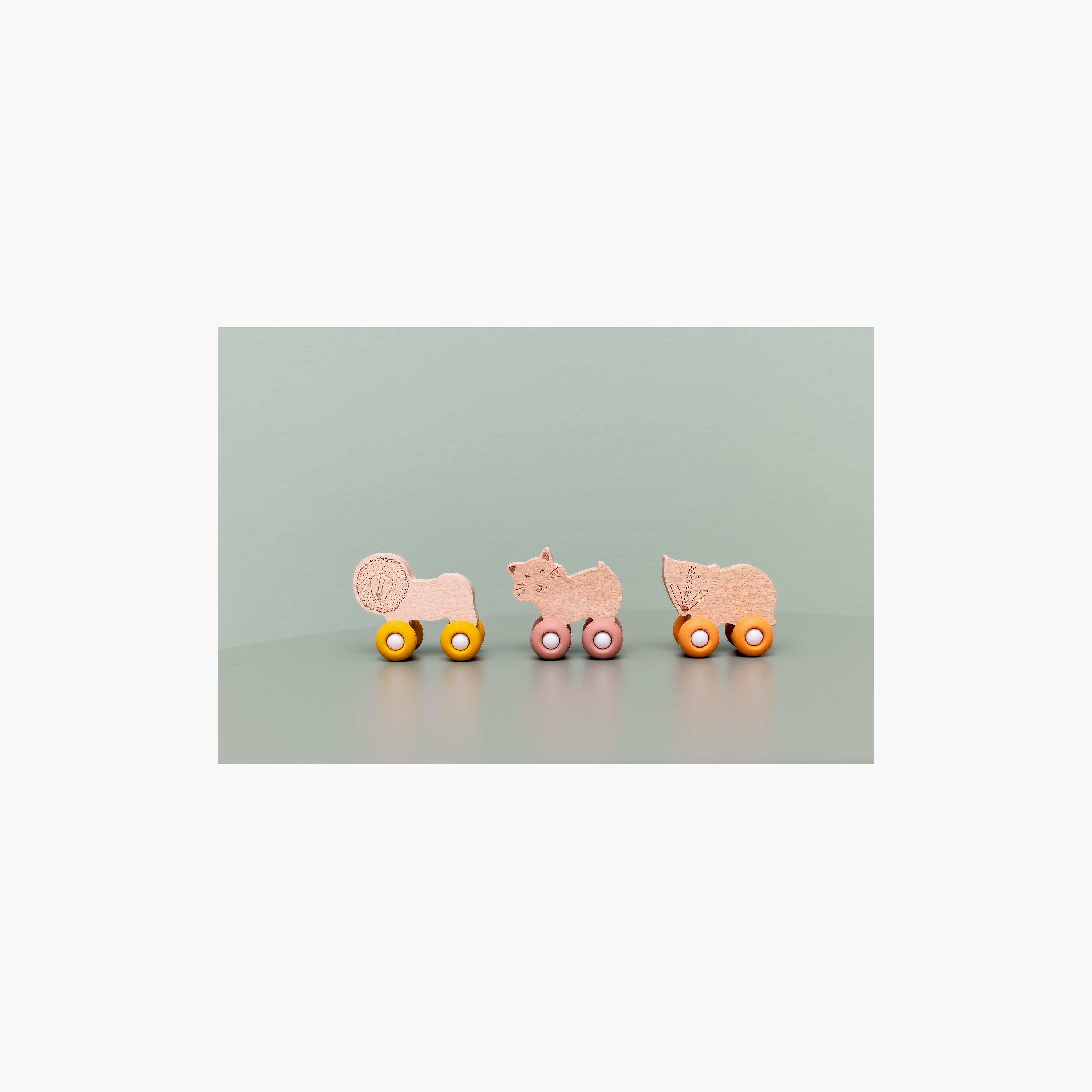 سيارة حيوانات خشبية مع عجلات سيليكون برسومات مستر لاين من تريكسي-toys-babyandtoddlertoys-learningtoys-image-4