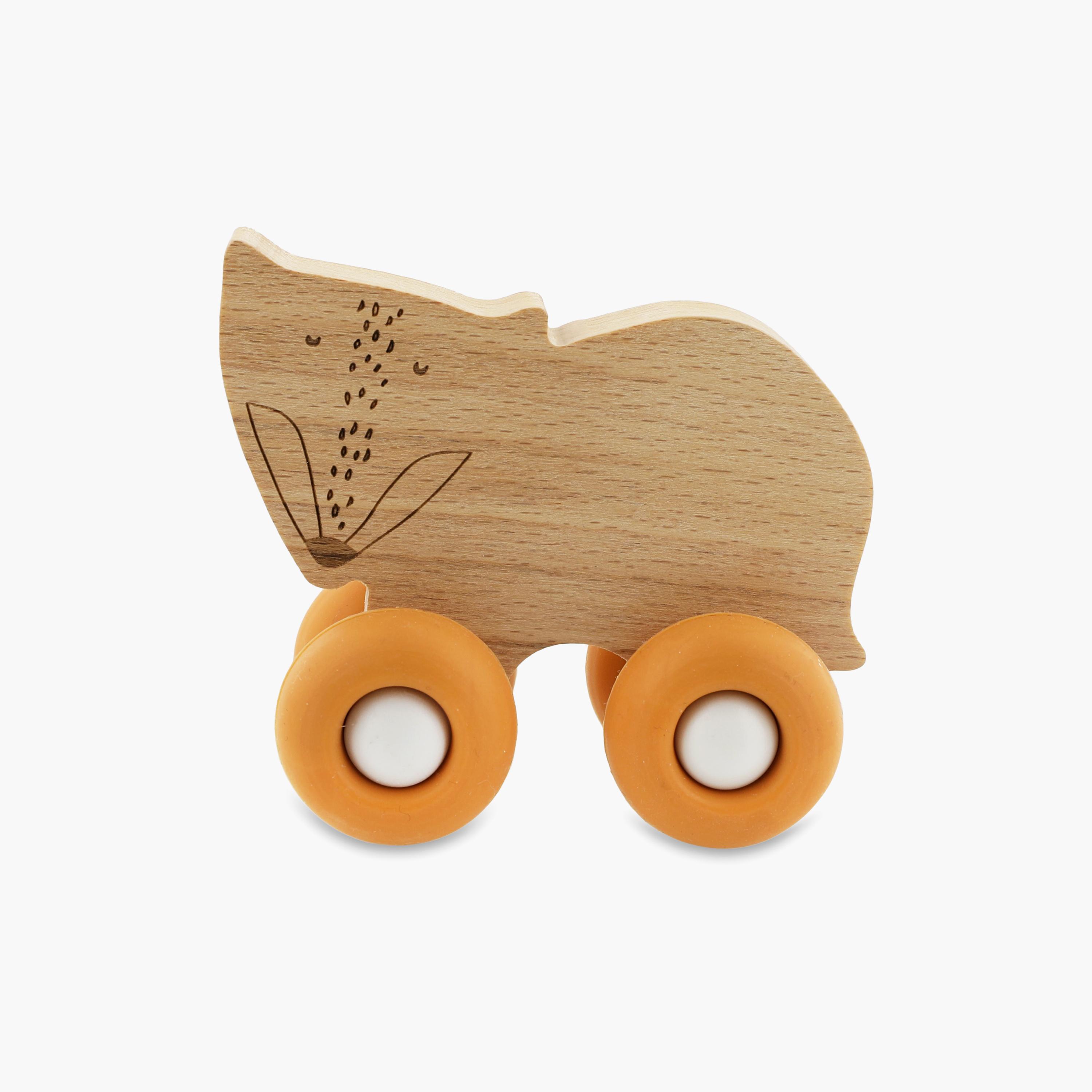 سيارة حيوانات خشبية مع عجلات سيليكون برسومات مستر فوكس من تريكسي-toys-babyandtoddlertoys-learningtoys-image-1