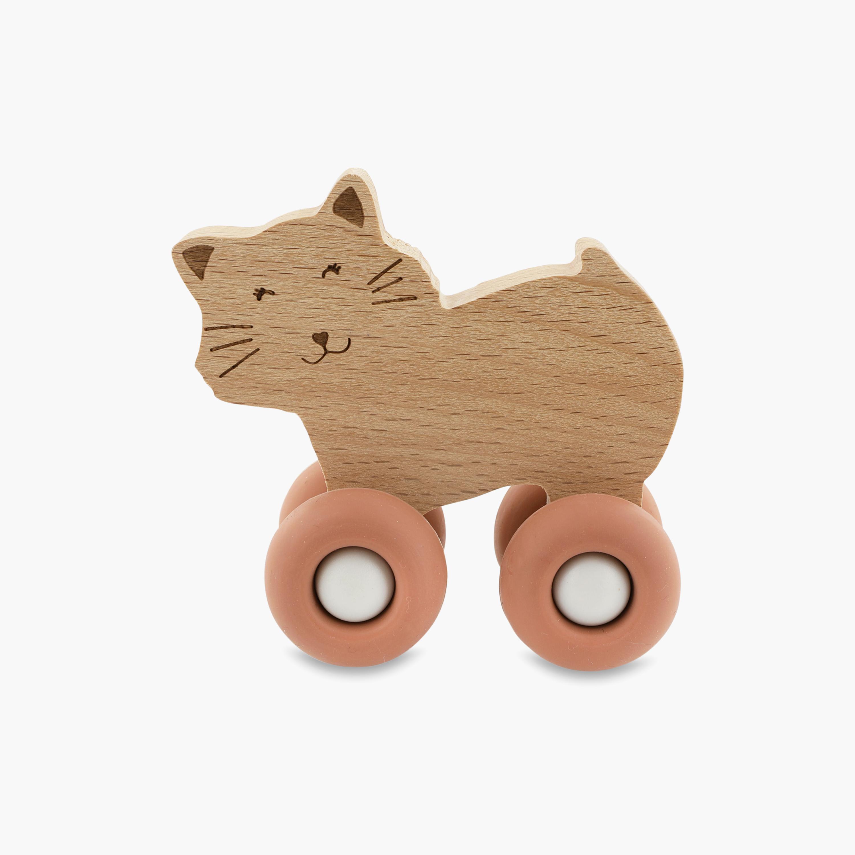 سيارة حيوانات خشبية مع عجلات سيليكون برسومات مسز كات من تريكسي-toys-babyandtoddlertoys-learningtoys-image-1