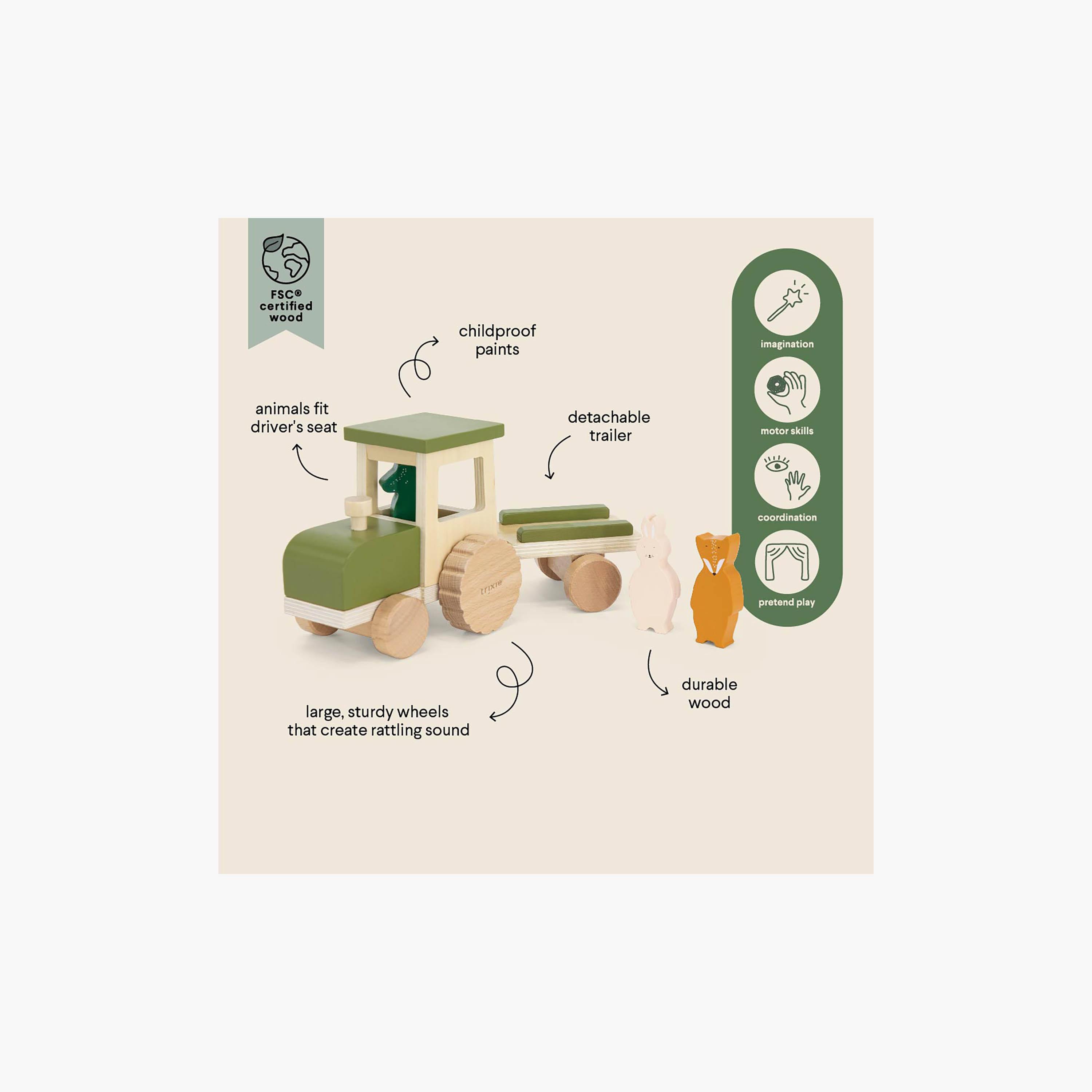 Trixie Wooden Tractor with Wooden Figurines-toys-babyandtoddlertoys-learningtoys-image-4