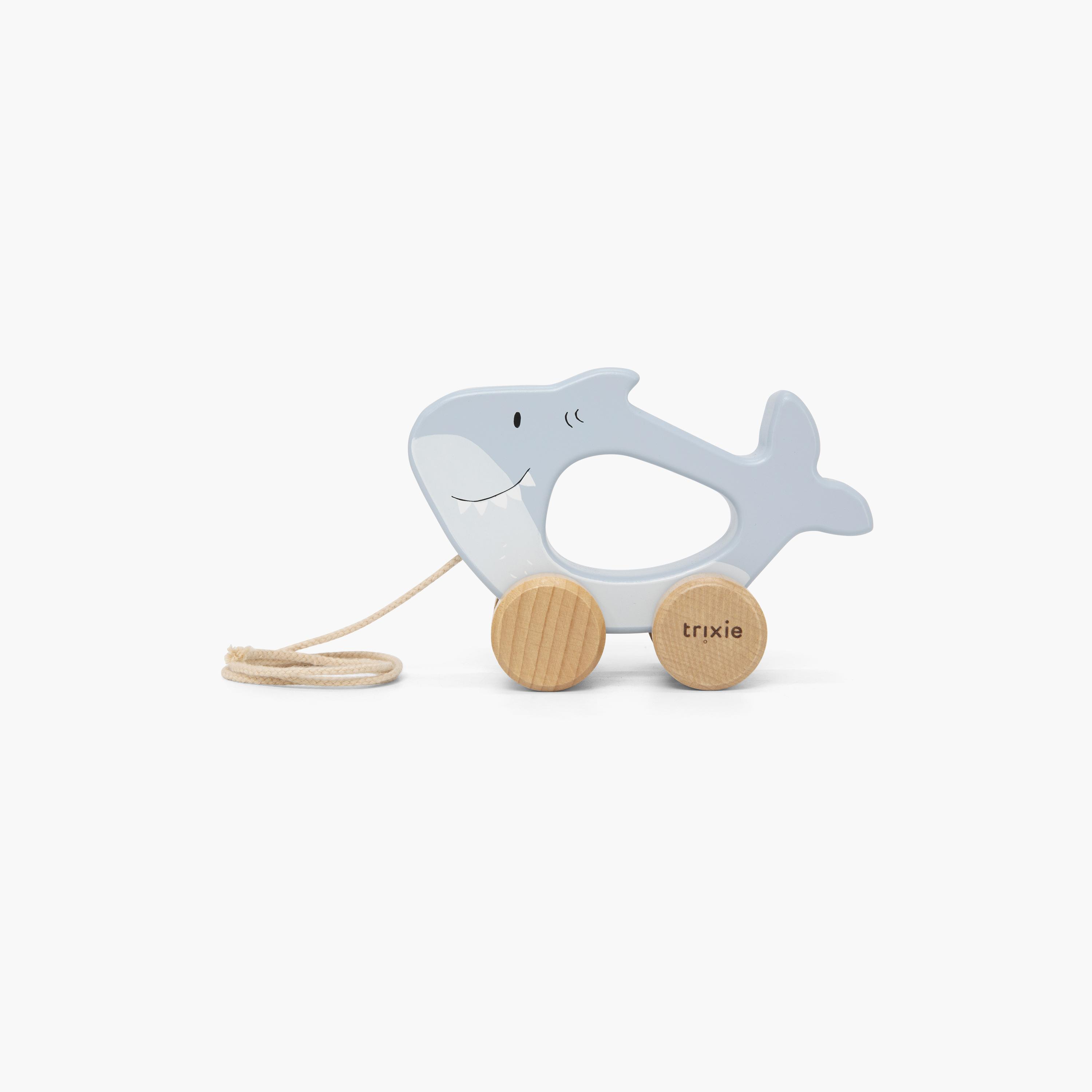Trixie Mr. Shark Wooden Pull Along Toy-toys-babyandtoddlertoys-learningtoys-image-1