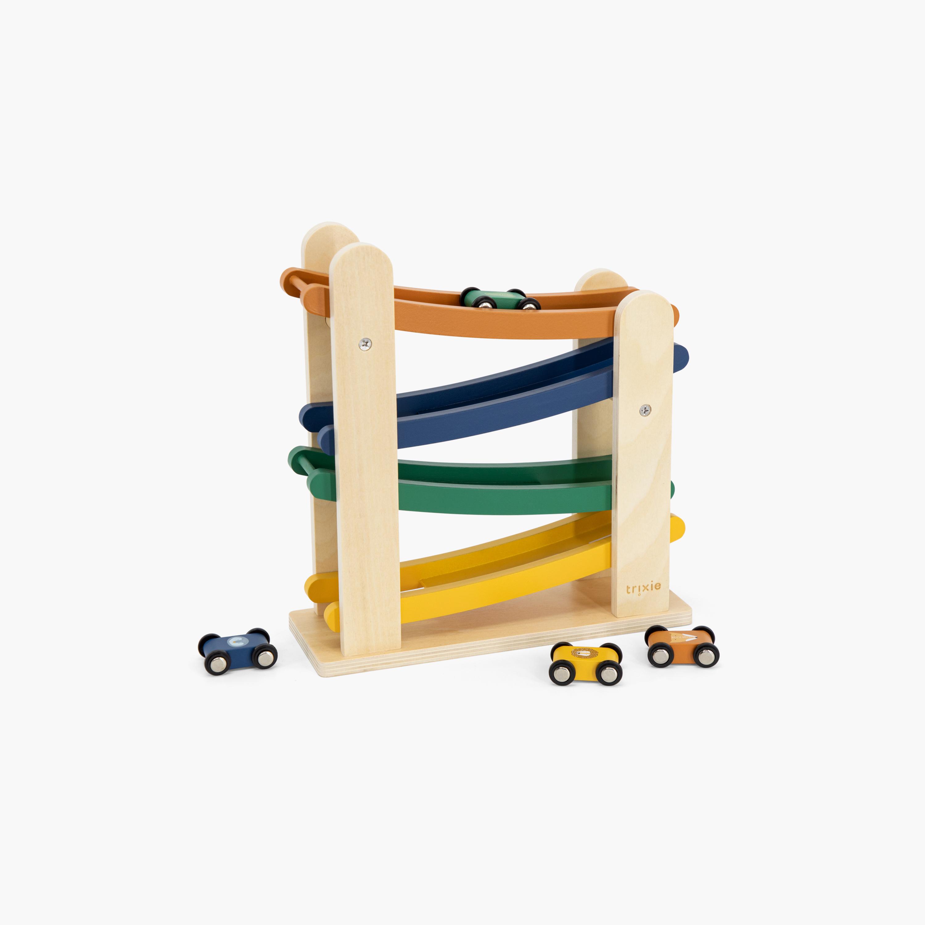 لعبة مضمار سباق ومنحدر خشبي مع سيارات من تريكسي-toys-playvehicles-racetracks-image-3