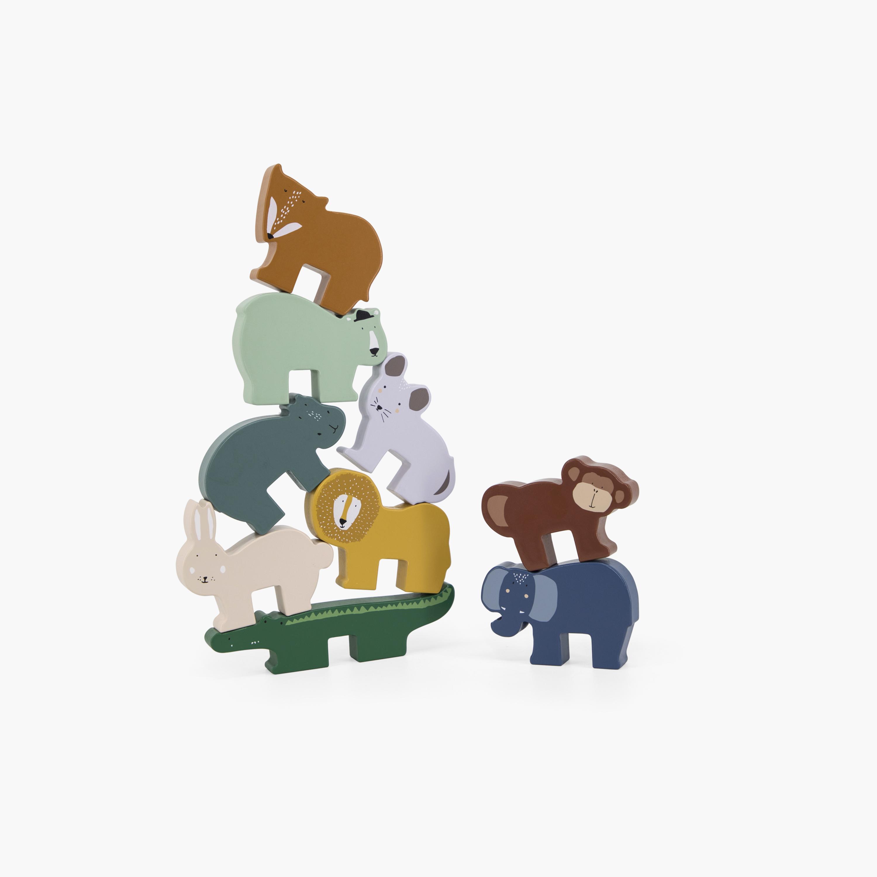 مجموعة لعبة توازن وتكديس الحيوانات الخشبية من تريكسي-toys-babyandtoddlertoys-stackingandnestingtoys-image-1