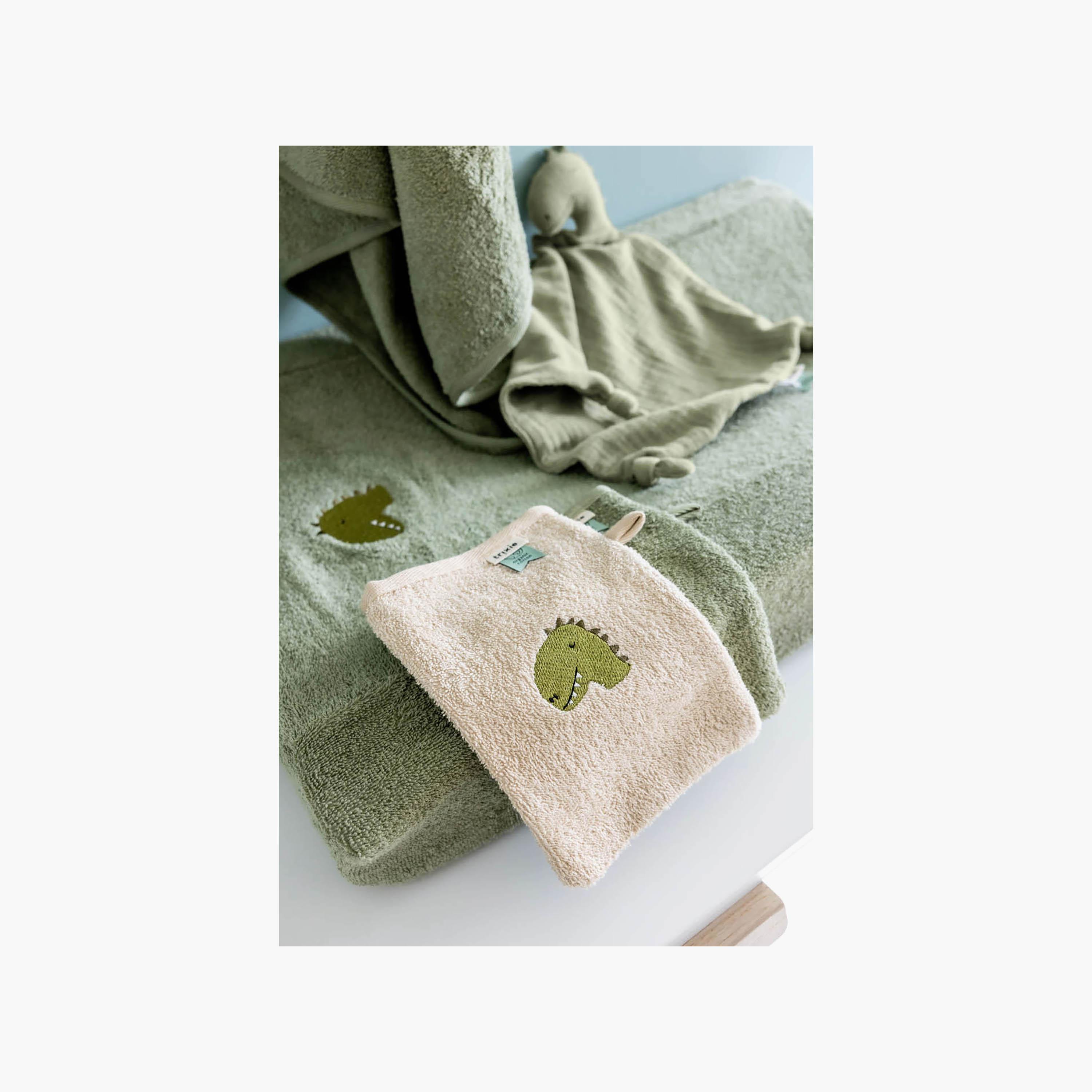 Trixie 2-Piece Aura Dino Organic Cotton Terry Washcloth Set-baby-bathandcare-towels-image-4