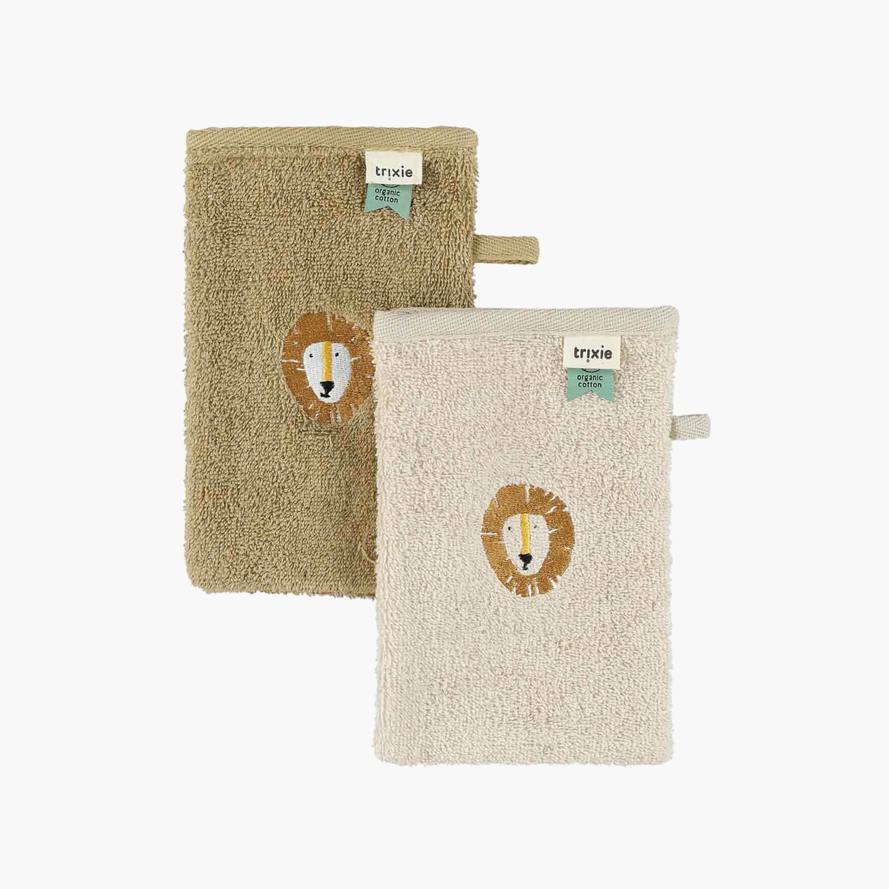 Trixie 2-Piece Aura Lion Organic Cotton Terry Washcloth Set-baby-bathandcare-towels-image-1