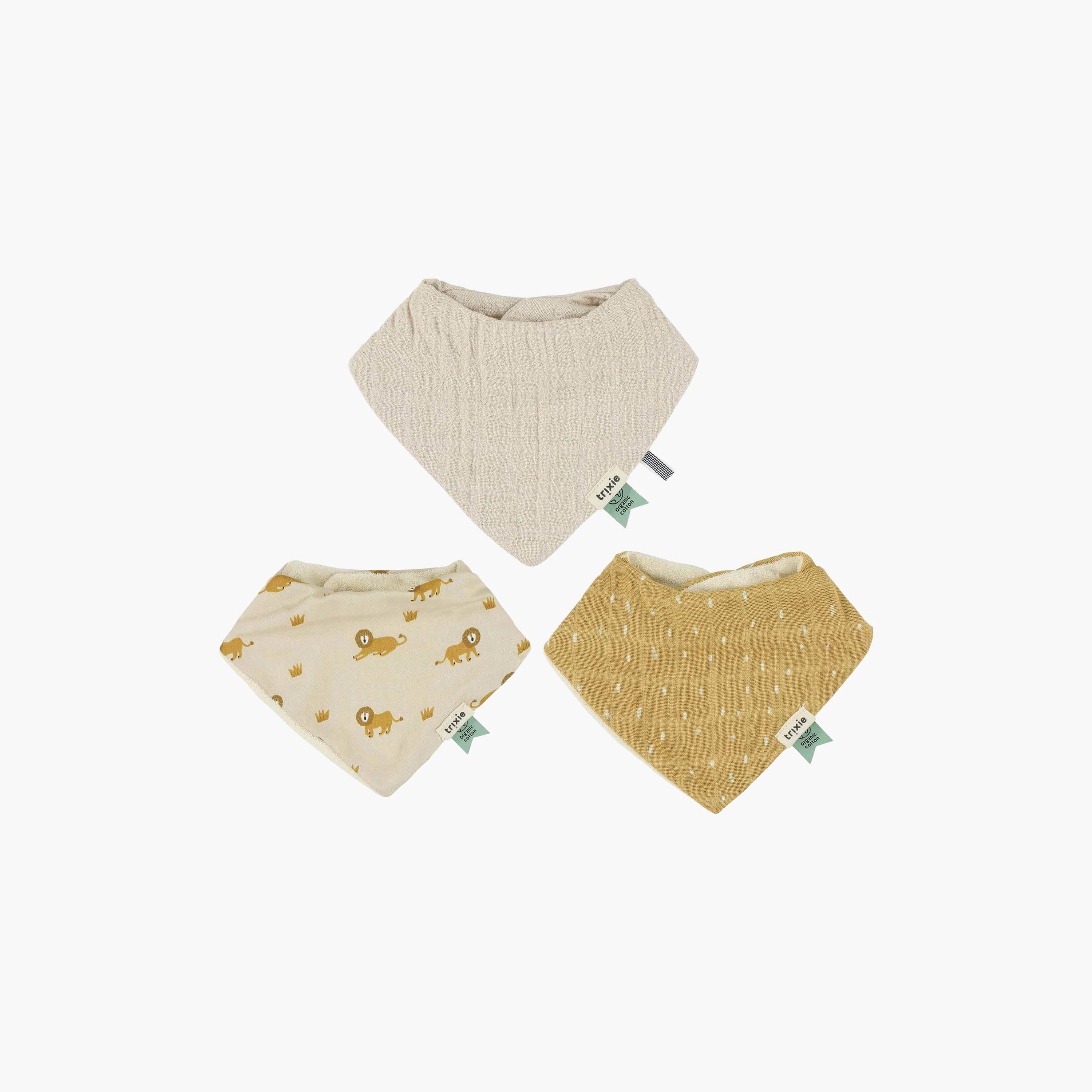 طقم مريلة أطفال باندانا قطن عضوي 3 قطع من تريكسي-baby-feeding-bibs-image-1