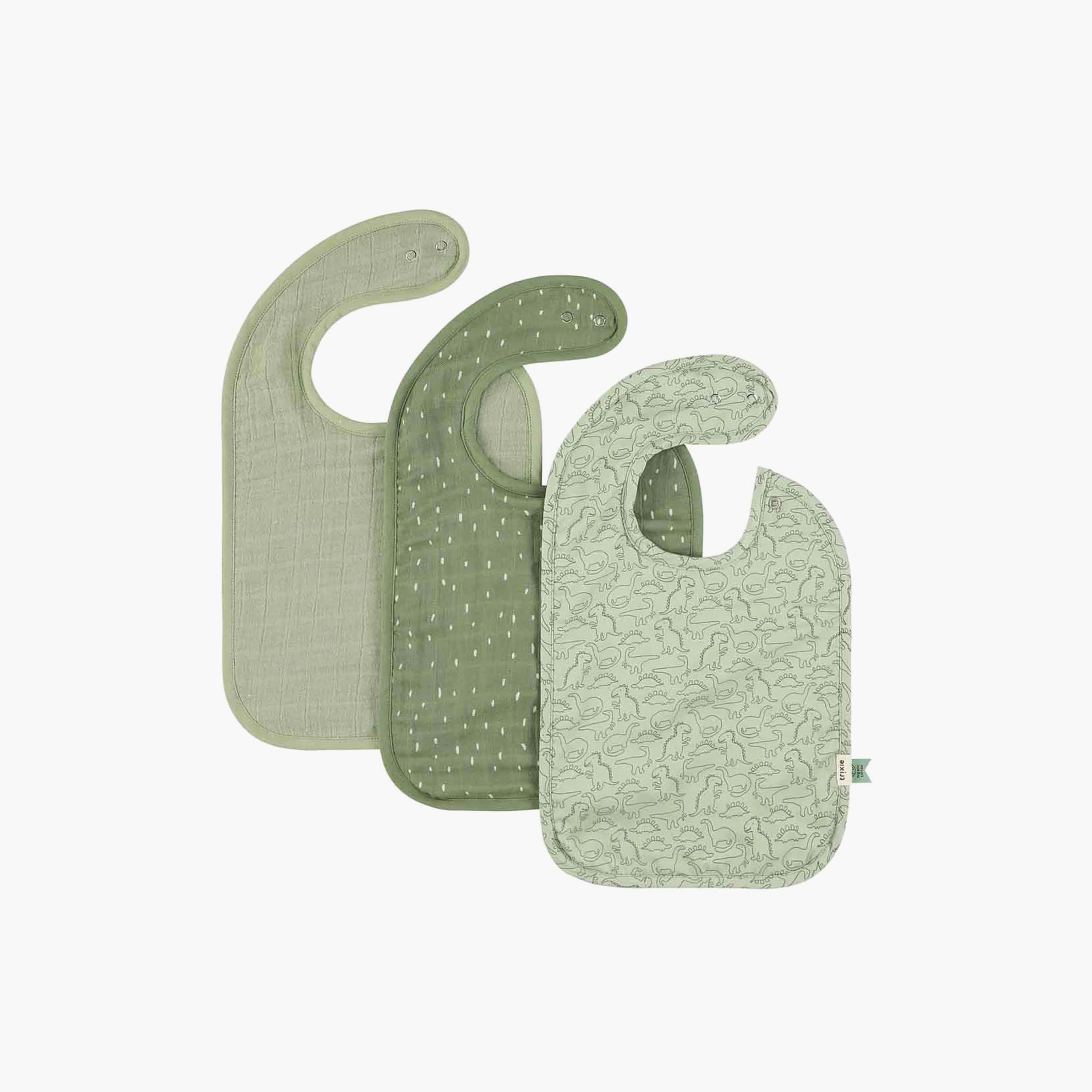 Trixie 3-Piece Daring Dino Organic Cotton Bib-baby-feeding-bibs-image-1