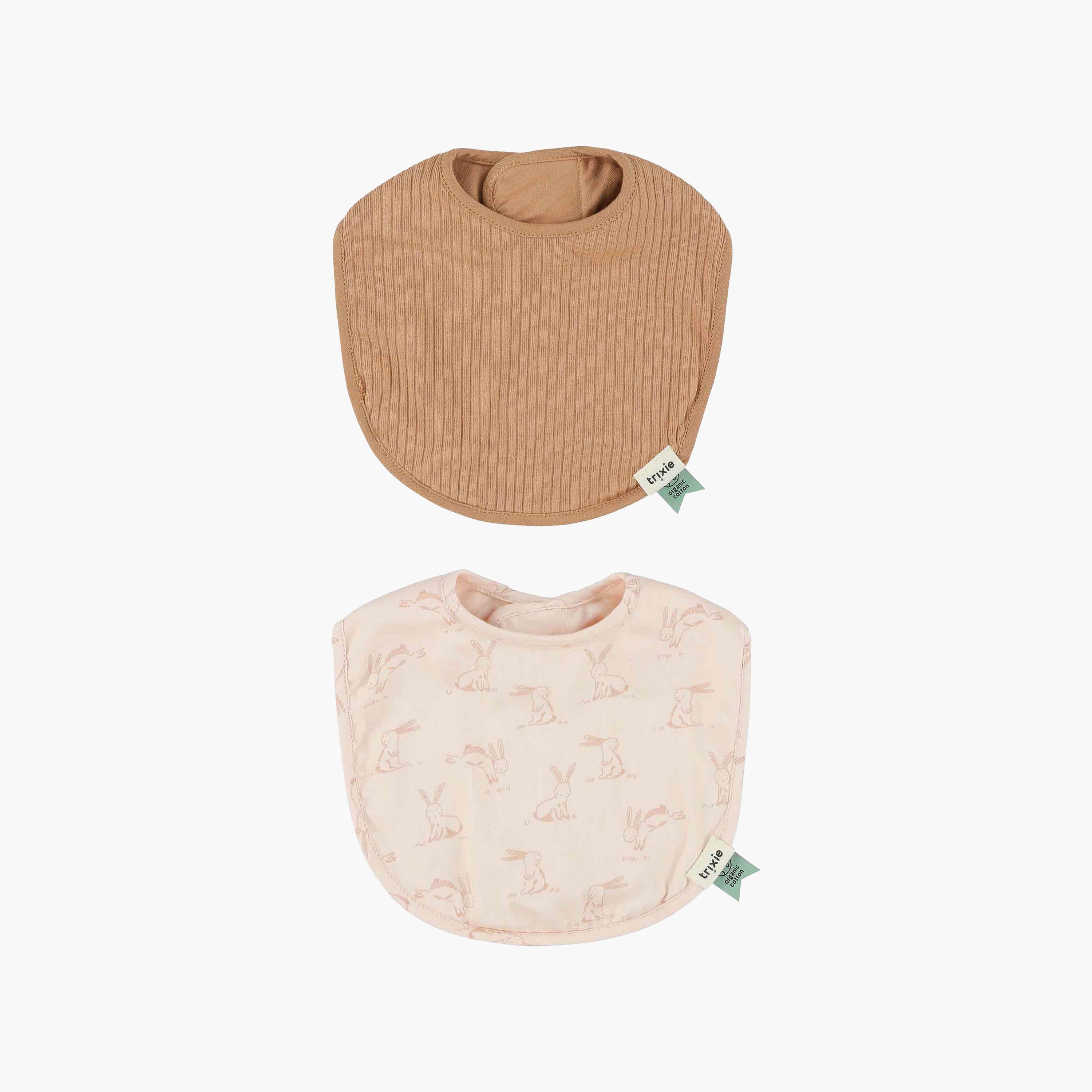 Trixie 2-Piece Rosy Rabbit Organic Cotton Bib-baby-feeding-bibs-image-1