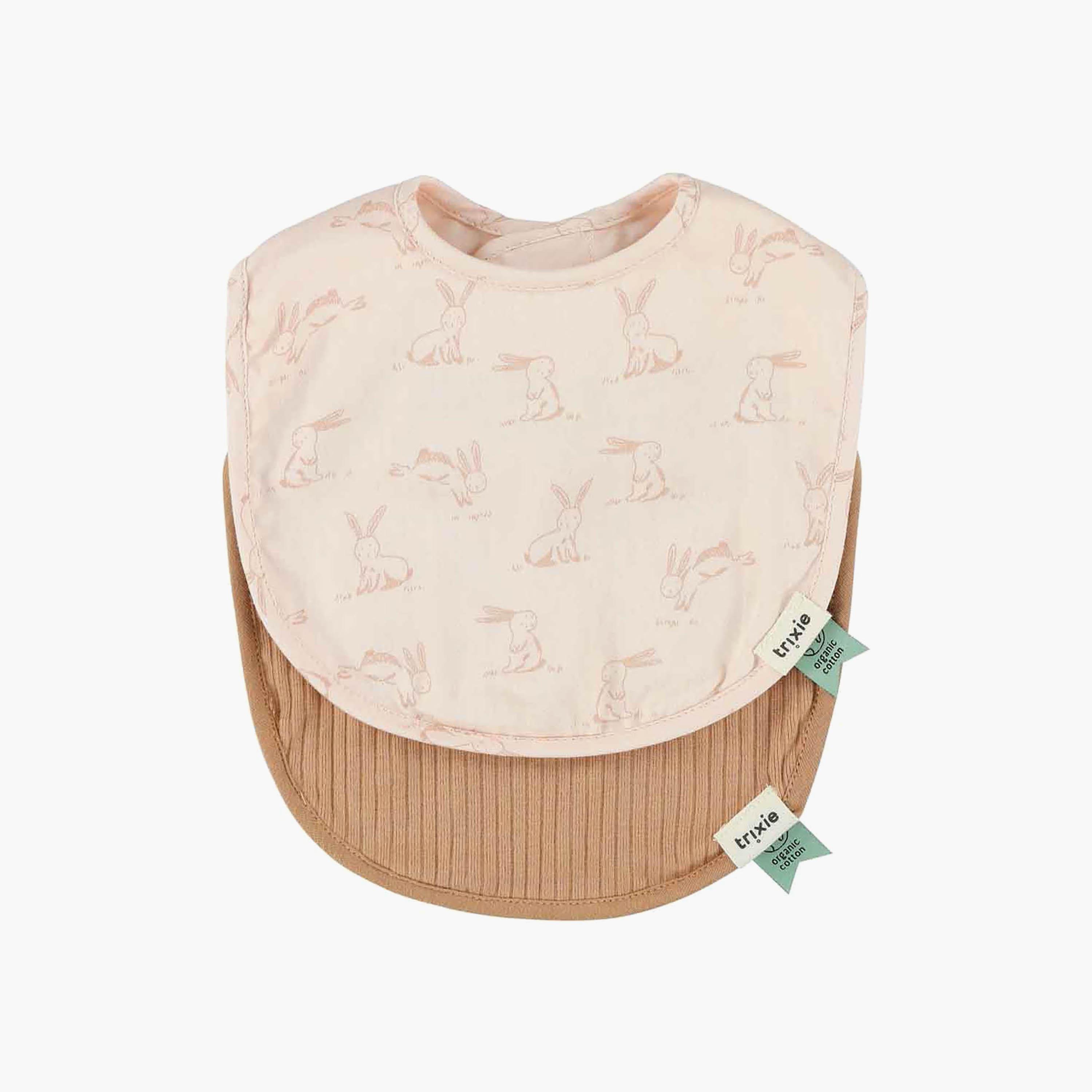 Trixie 2-Piece Rosy Rabbit Organic Cotton Bib-baby-feeding-bibs-image-2