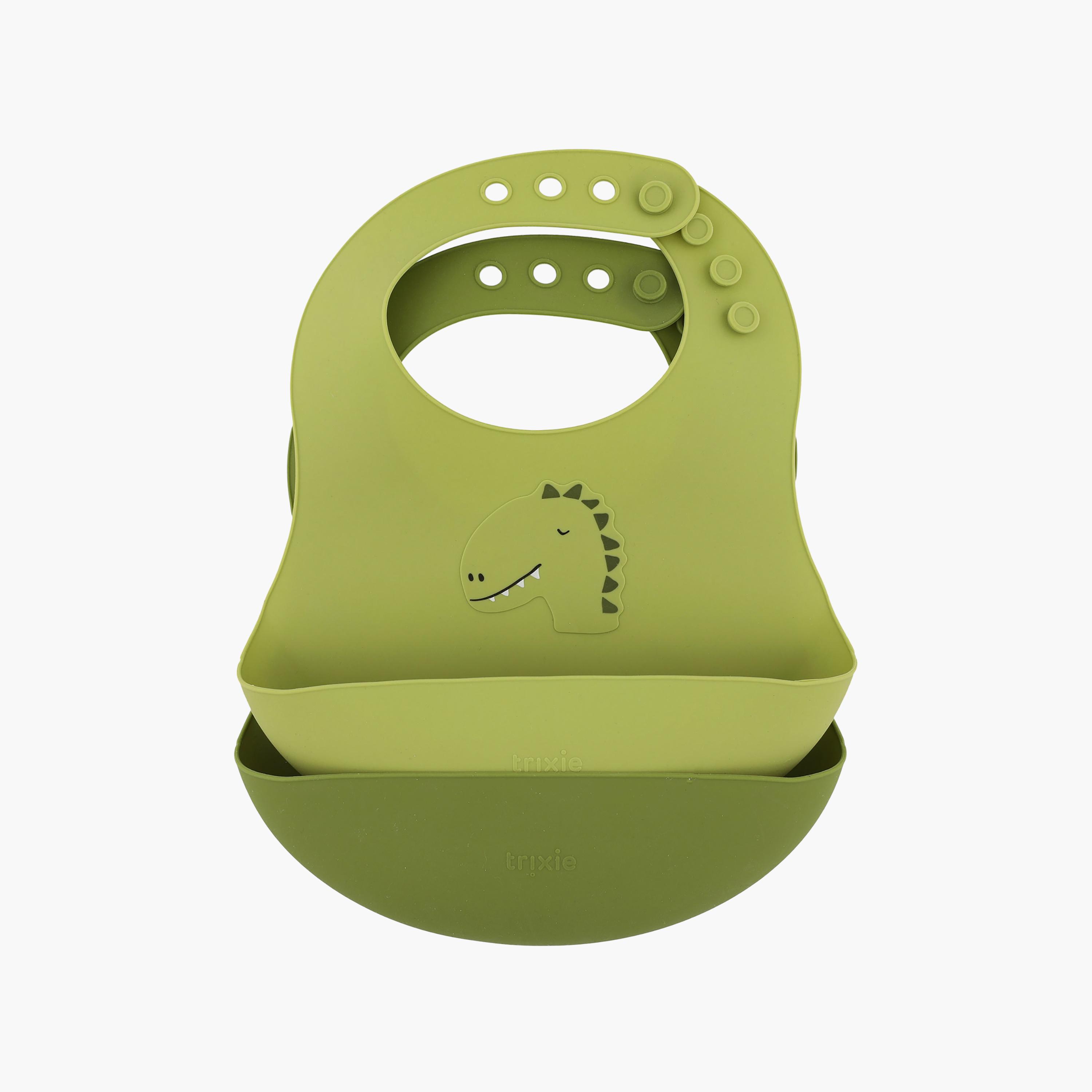 مريلة أطفال سيليكون مع جيب عملي برسومات مستر دينو قطعتين من تريكسي-baby-feeding-bibs-image-4