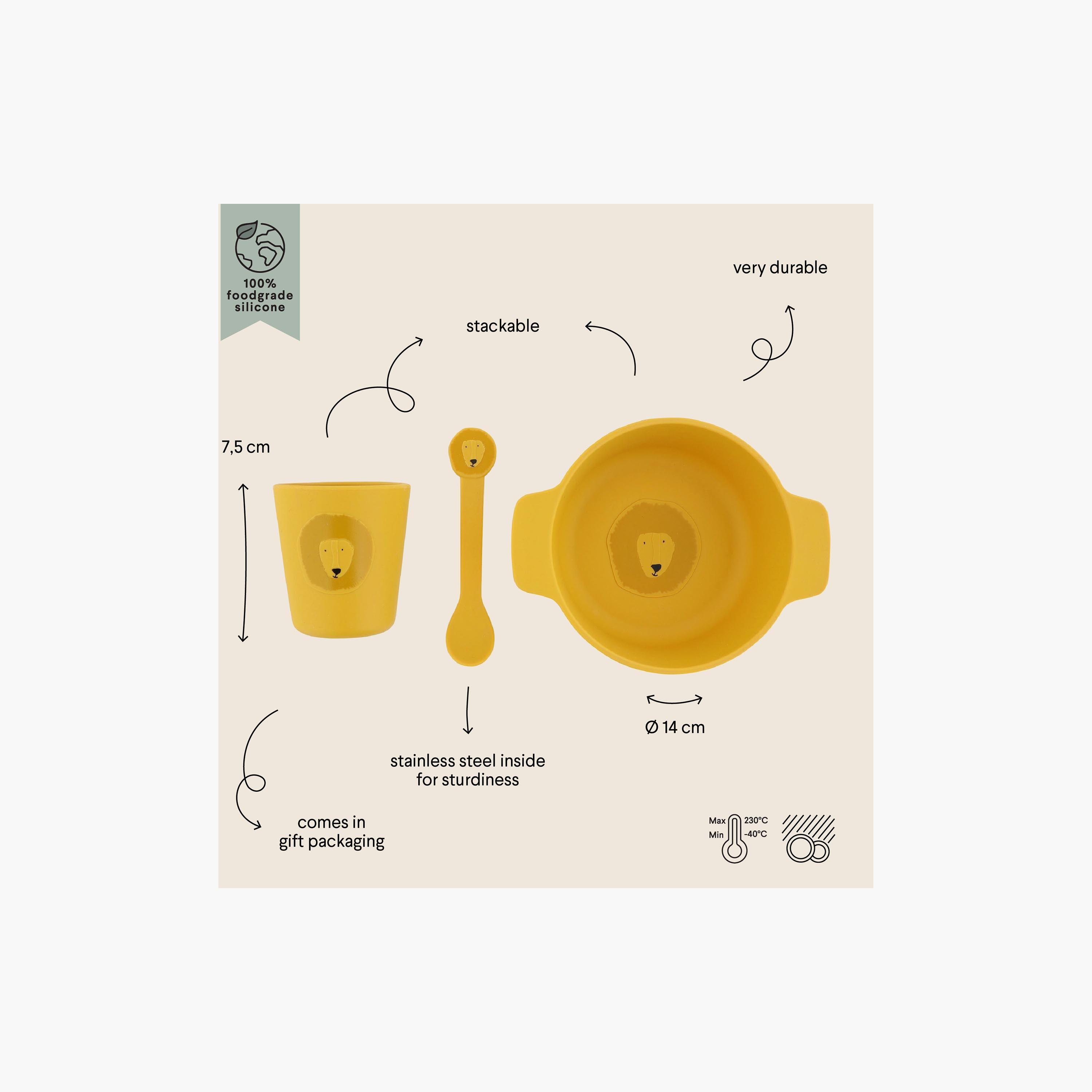 Trixie Mr. Lion Silicone Bowl & Spoon with Cup First Meal Set-baby-feeding-mealtimeessentials-image-3