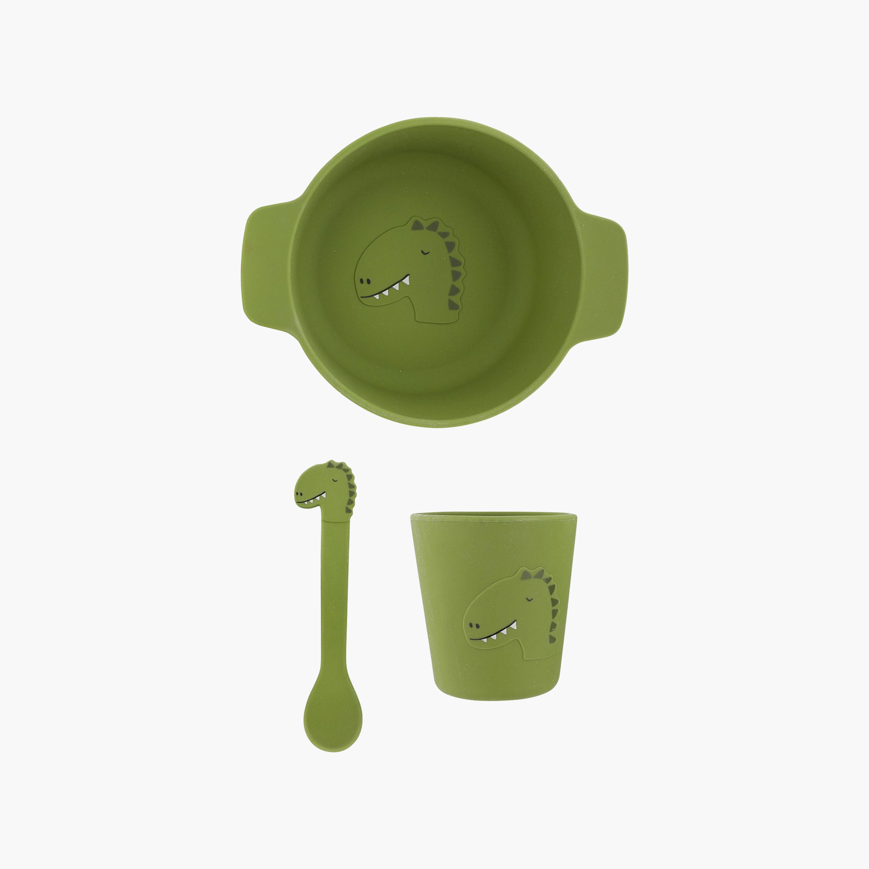 Trixie Mr. Dino Silicone Bowl & Spoon with Cup First Meal Set-baby-feeding-mealtimeessentials-image-1