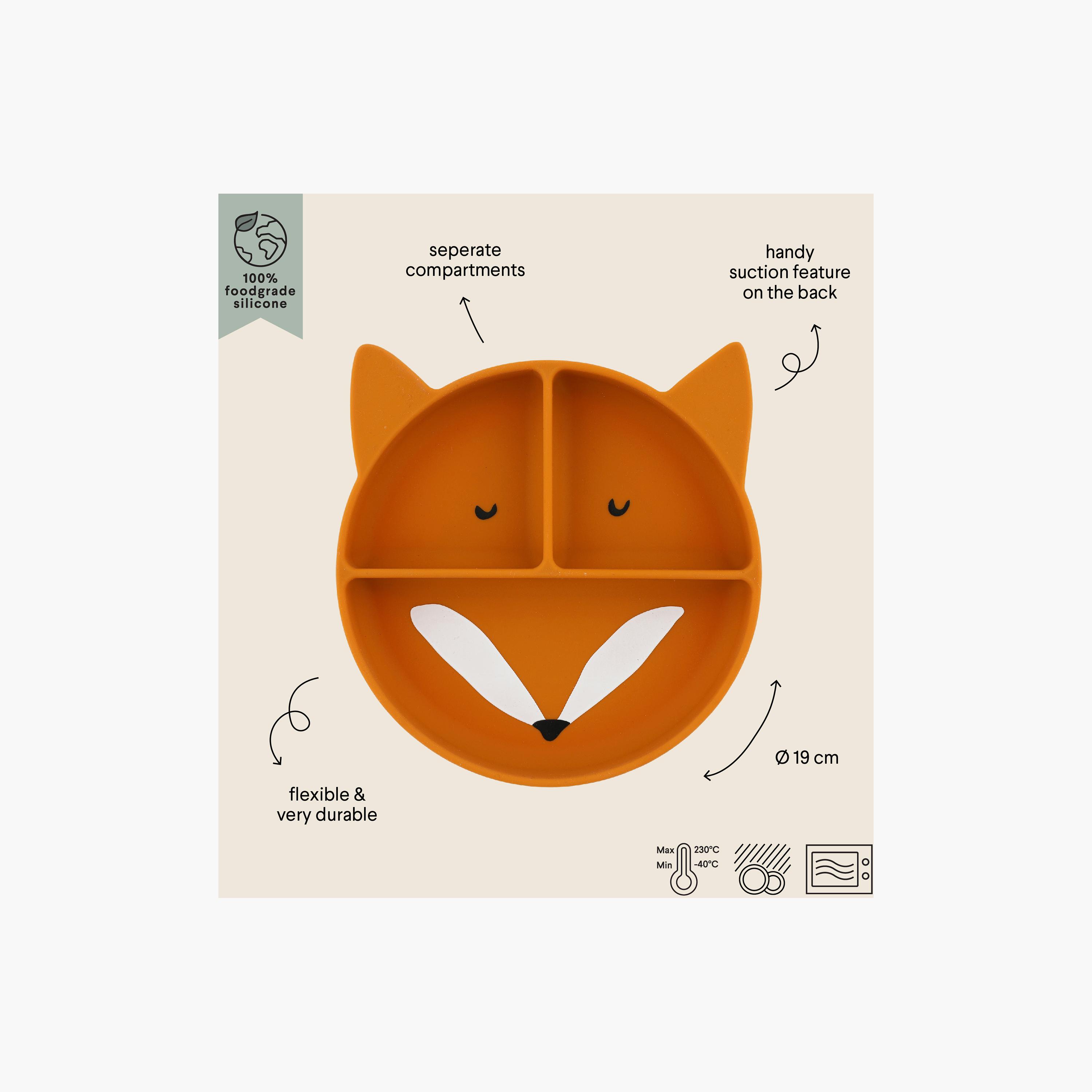Trixie Mr. Fox Silicone Separate Compartments Plate with Suction-baby-feeding-mealtimeessentials-image-3