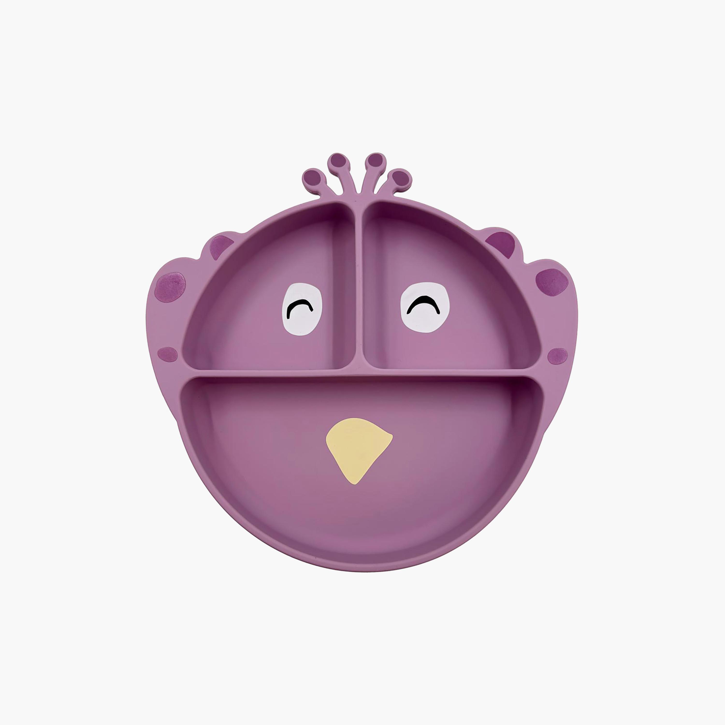 Trixie Mrs. Peacock Silicone Separate Compartment Plate with Handle-baby-feeding-mealtimeessentials-image-1