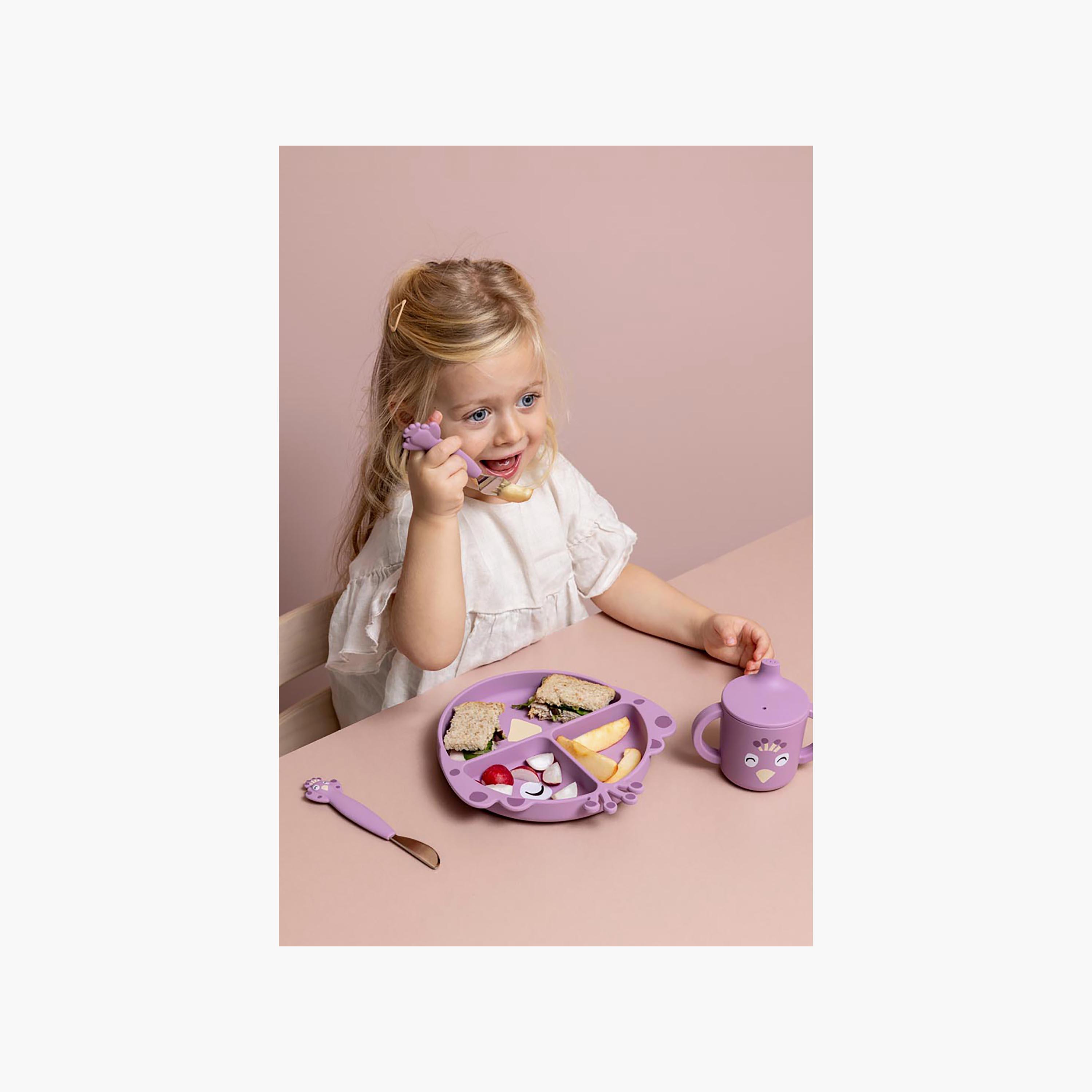 Trixie Mrs. Peacock Silicone Separate Compartment Plate with Handle-baby-feeding-mealtimeessentials-image-2