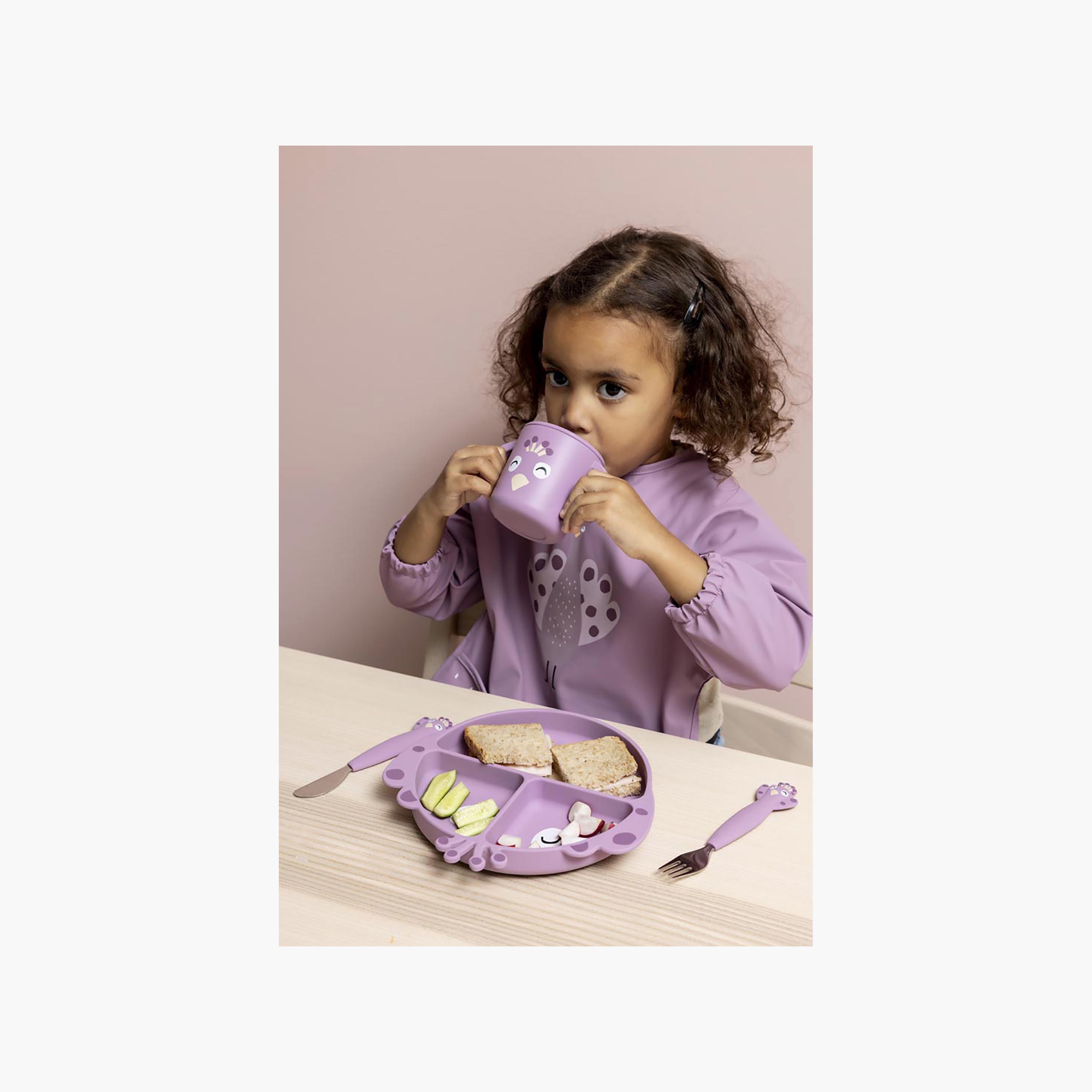 Trixie Mrs. Peacock Silicone Separate Compartment Plate with Handle-baby-feeding-mealtimeessentials-image-5