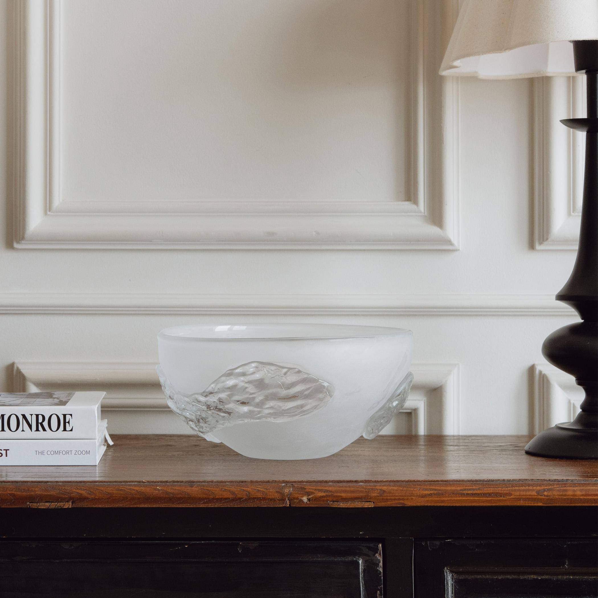 House of Serene Quartz Glass Decorative Bowl - 35 cm